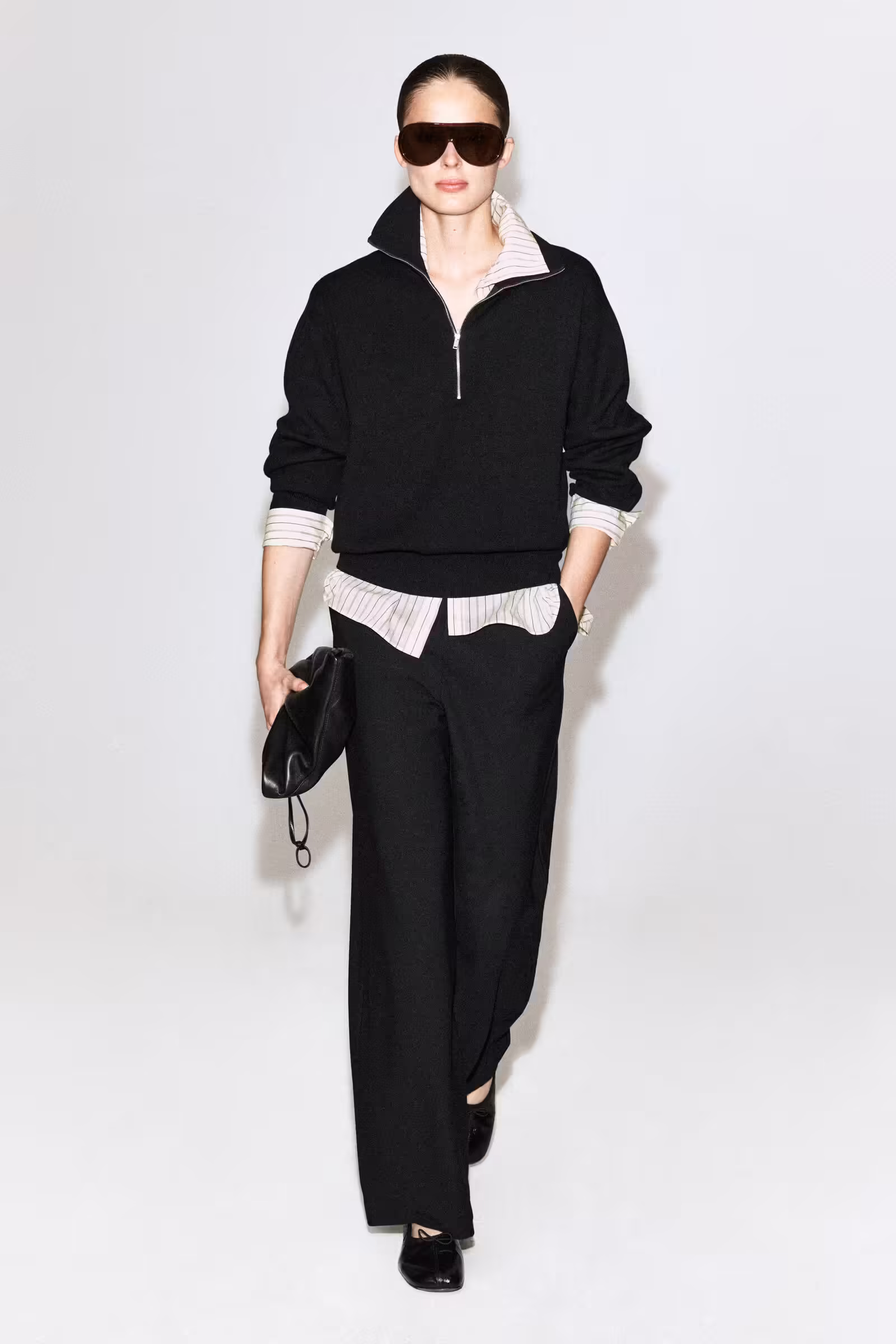 CREPE-JERSEY WIDE-LEG TROUSERSBLACK
