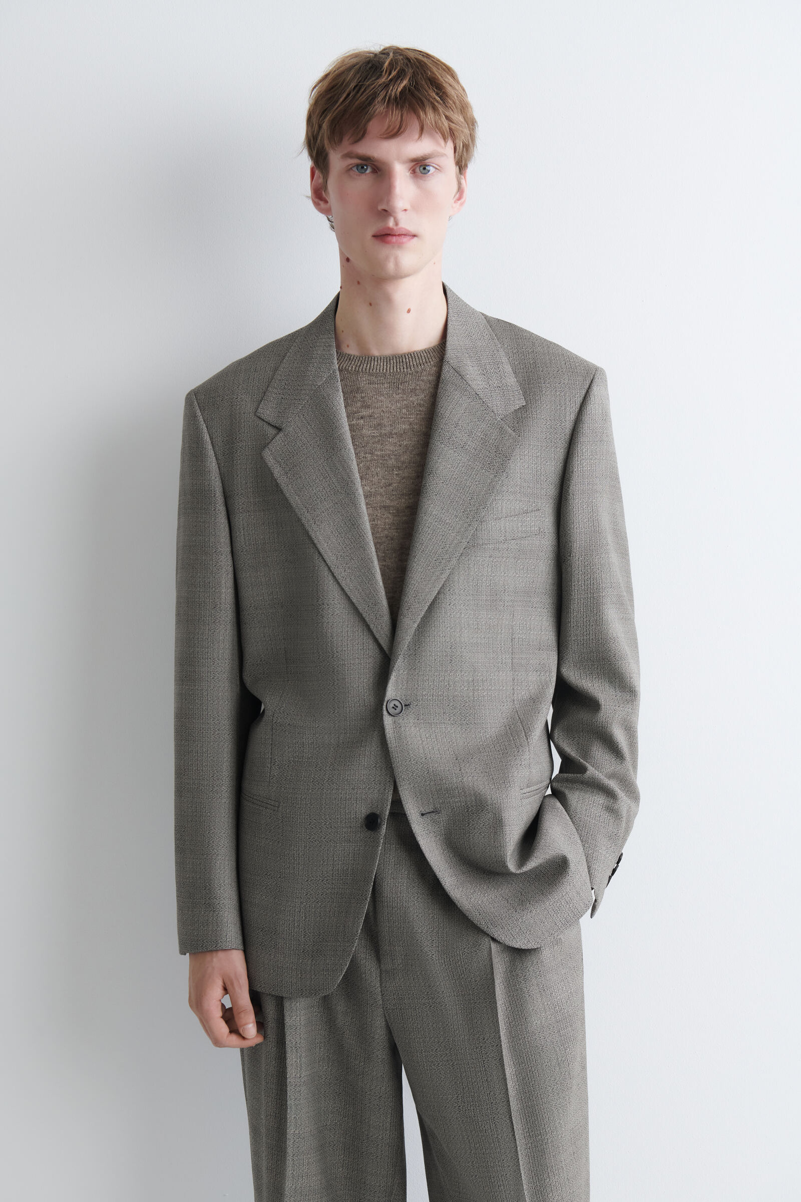 CHECKED TEXTURED-WOOL BLAZERBEIGE / CHECKED