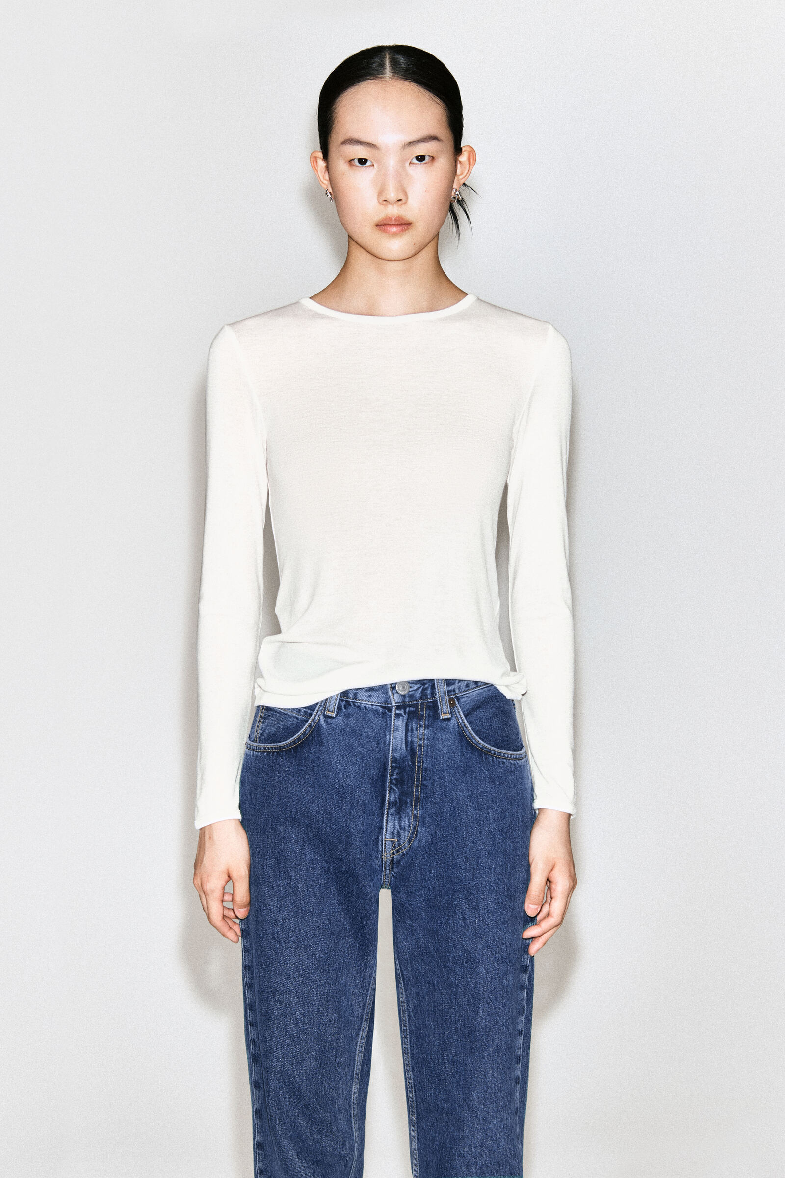 SLIM LYOCELL-MERINO LONG-SLEEVED T-SHIRTWHITE