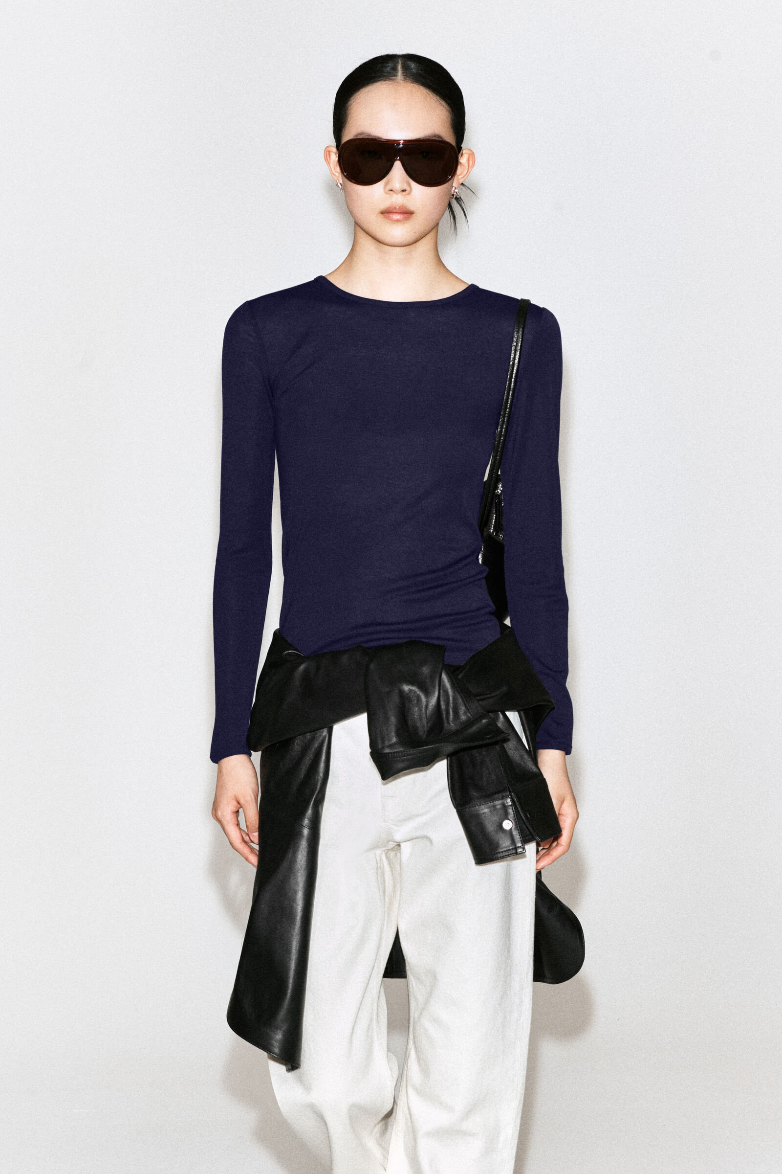 SLIM LYOCELL-MERINO LONG-SLEEVED T-SHIRTNAVY