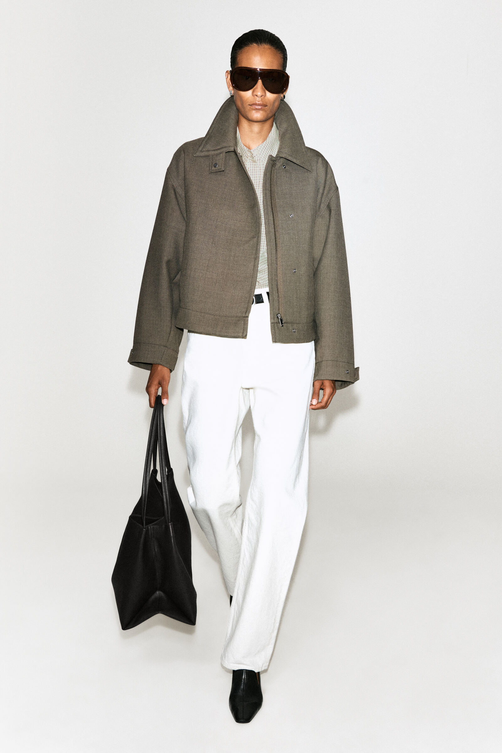 ROUNDED WOOL-BLEND TRENCH JACKETFOSSIL-BROWN MÉLANGE