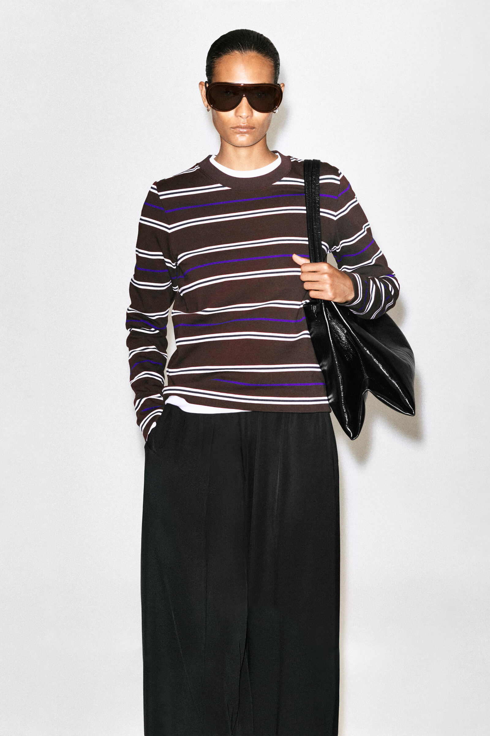 CLEAN CUT LONG-SLEEVED T-SHIRTBROWN / STRIPED