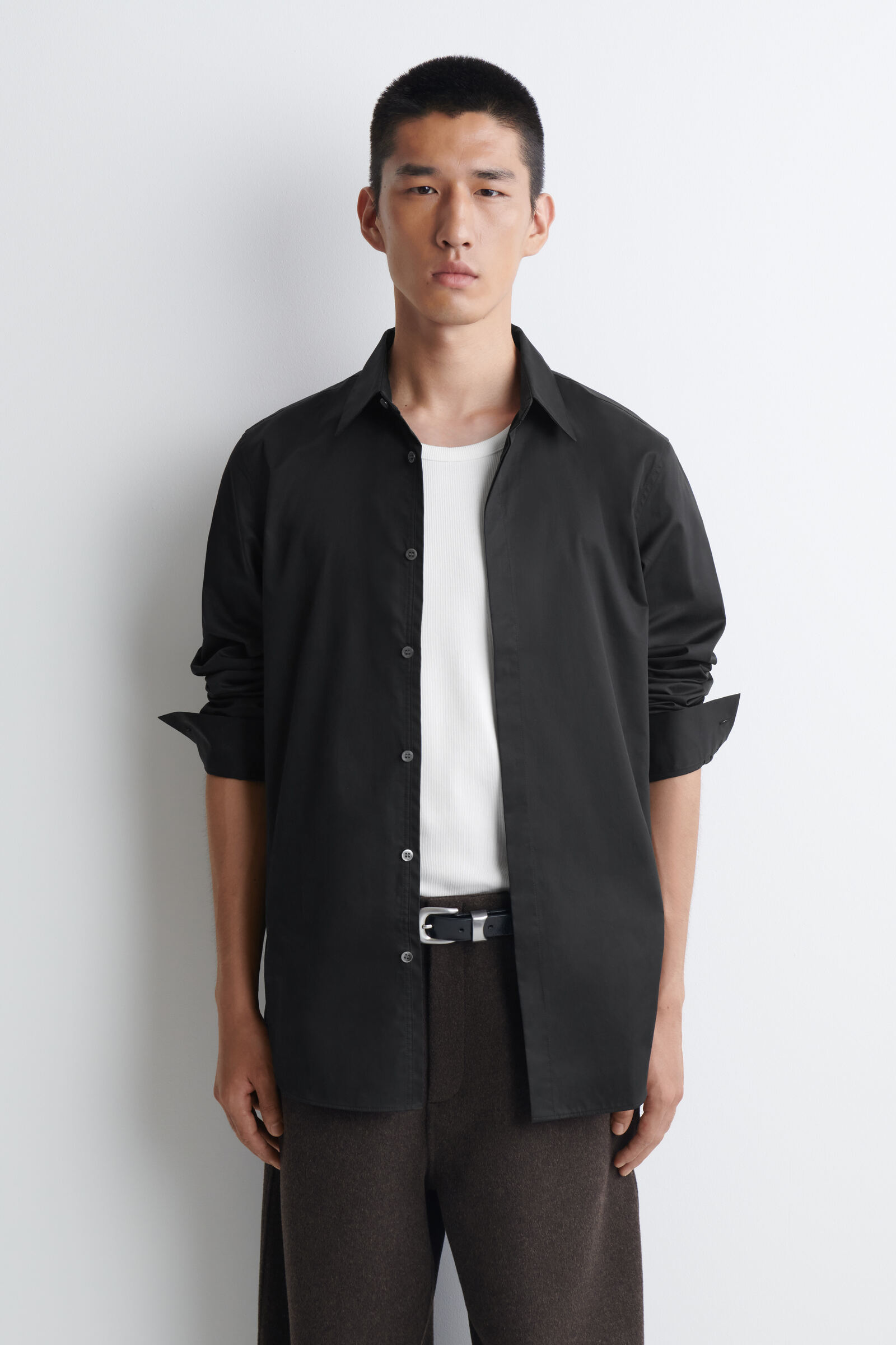 SLIM COTTON SHIRTBLACK