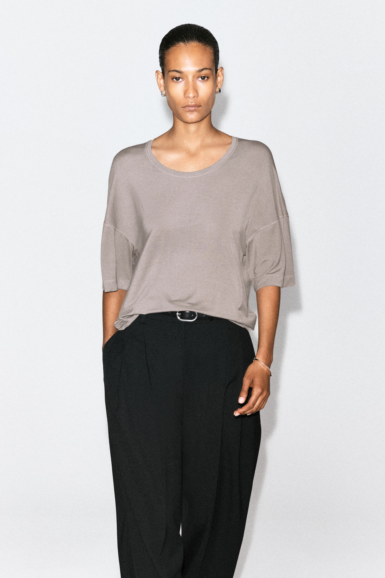 FLUID MODAL SCOOP-NECK T-SHIRTGREY