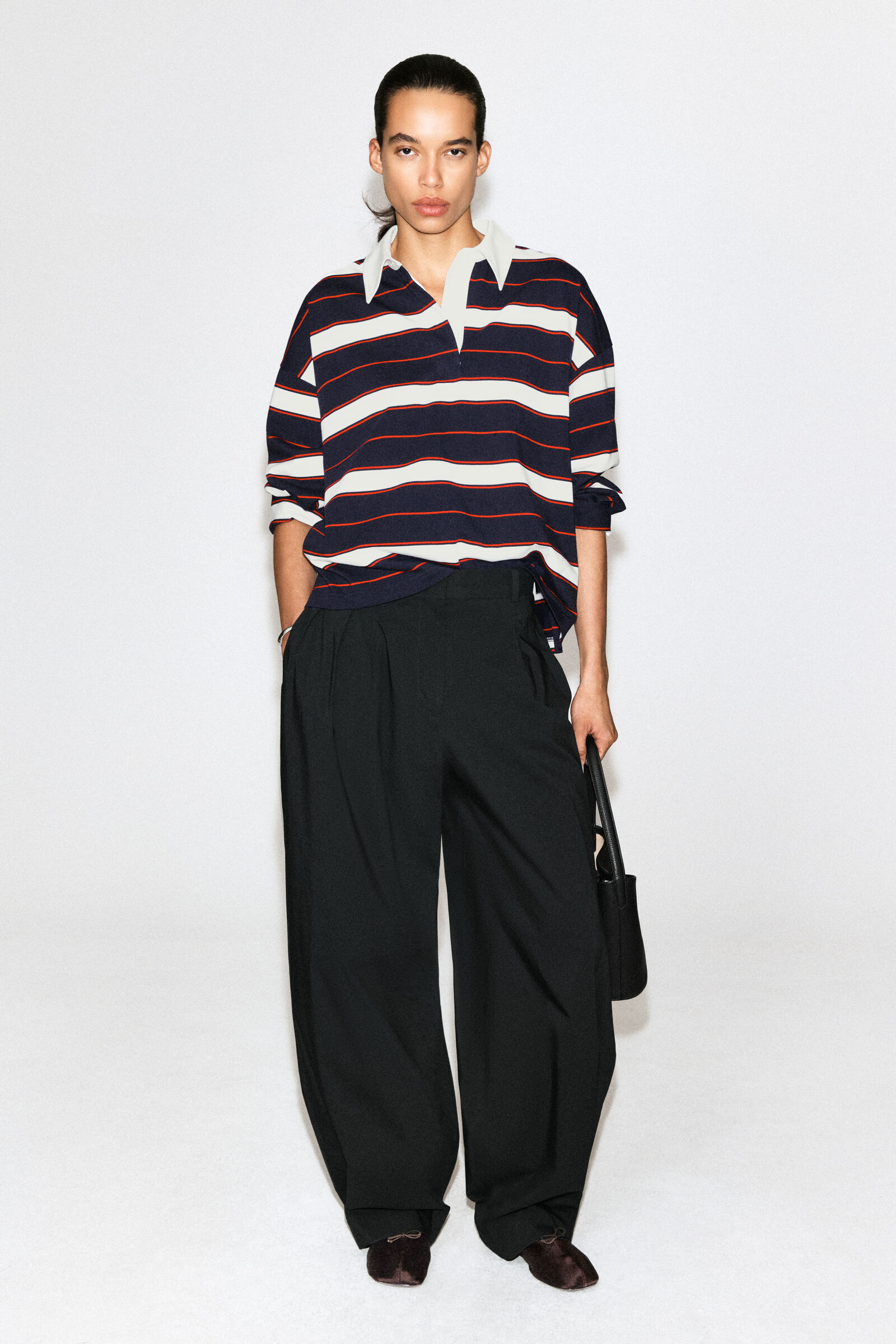STRIPED COTTON RUGBY SHIRTNAVY / RED / STRIPED
