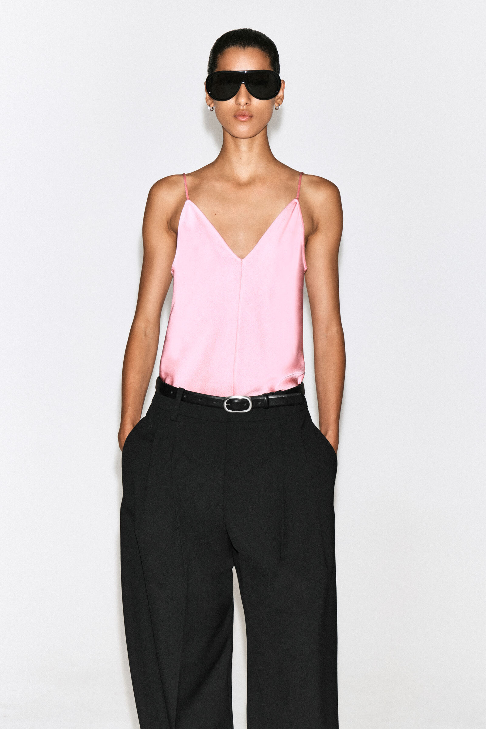 CREPE V-NECK CAMI TOPPINK