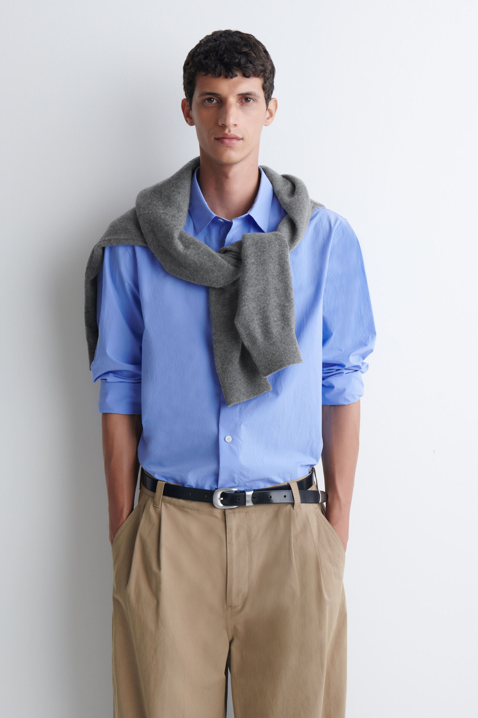 RELAXED PIMA COTTON-POPLIN SHIRTBLUE
