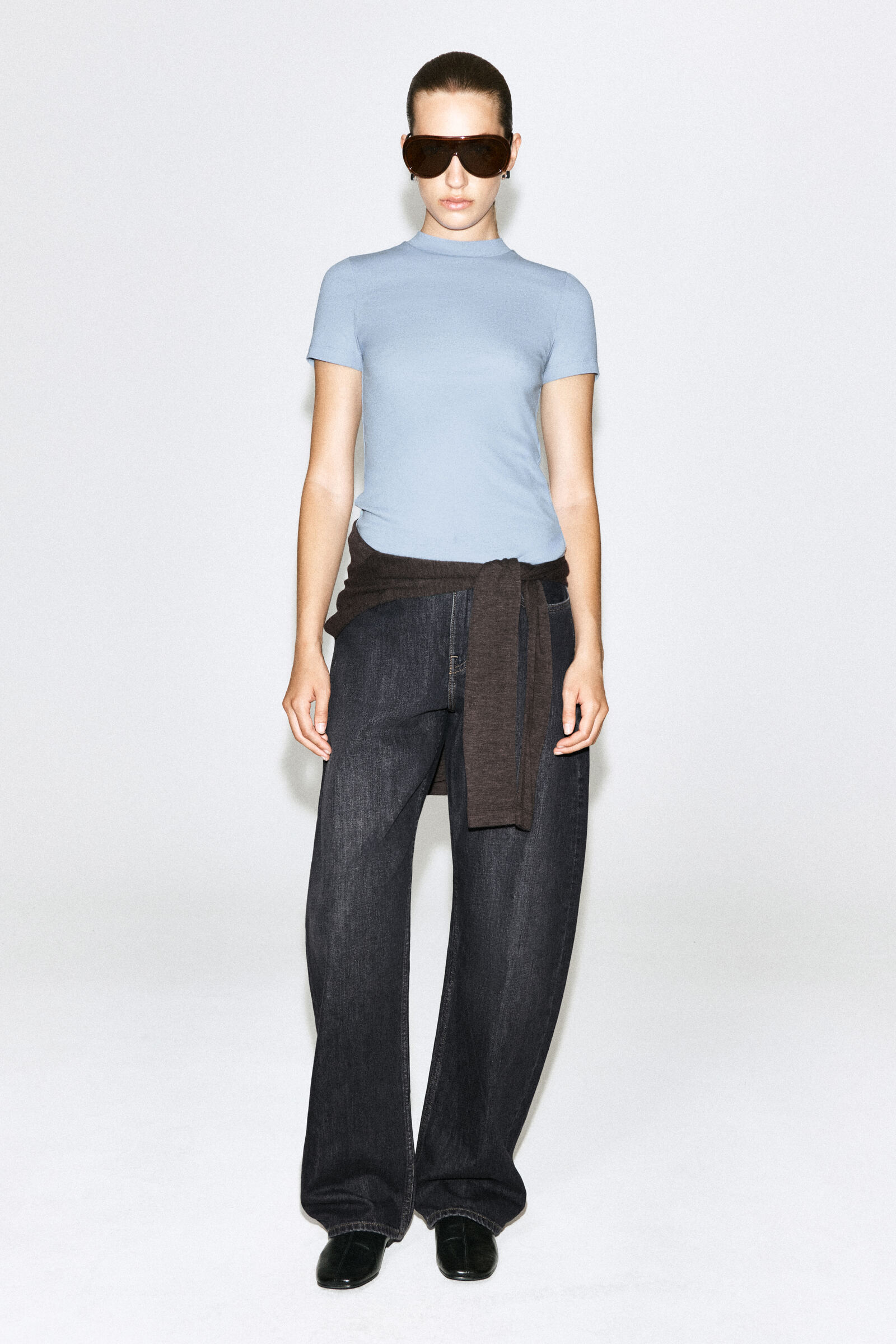 CREPE-JERSEY T-SHIRTDUSTY BLUE