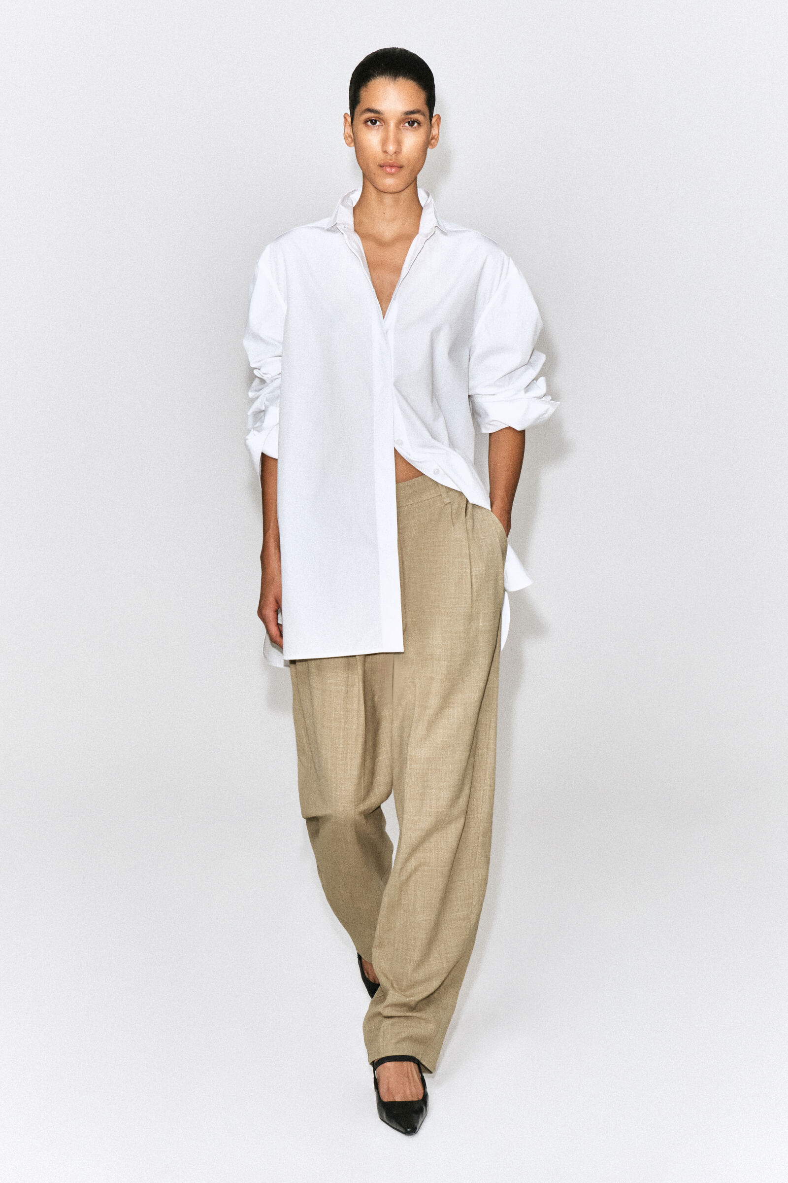 PLEATED TULIP TROUSERSBEIGE MÉLANGE
