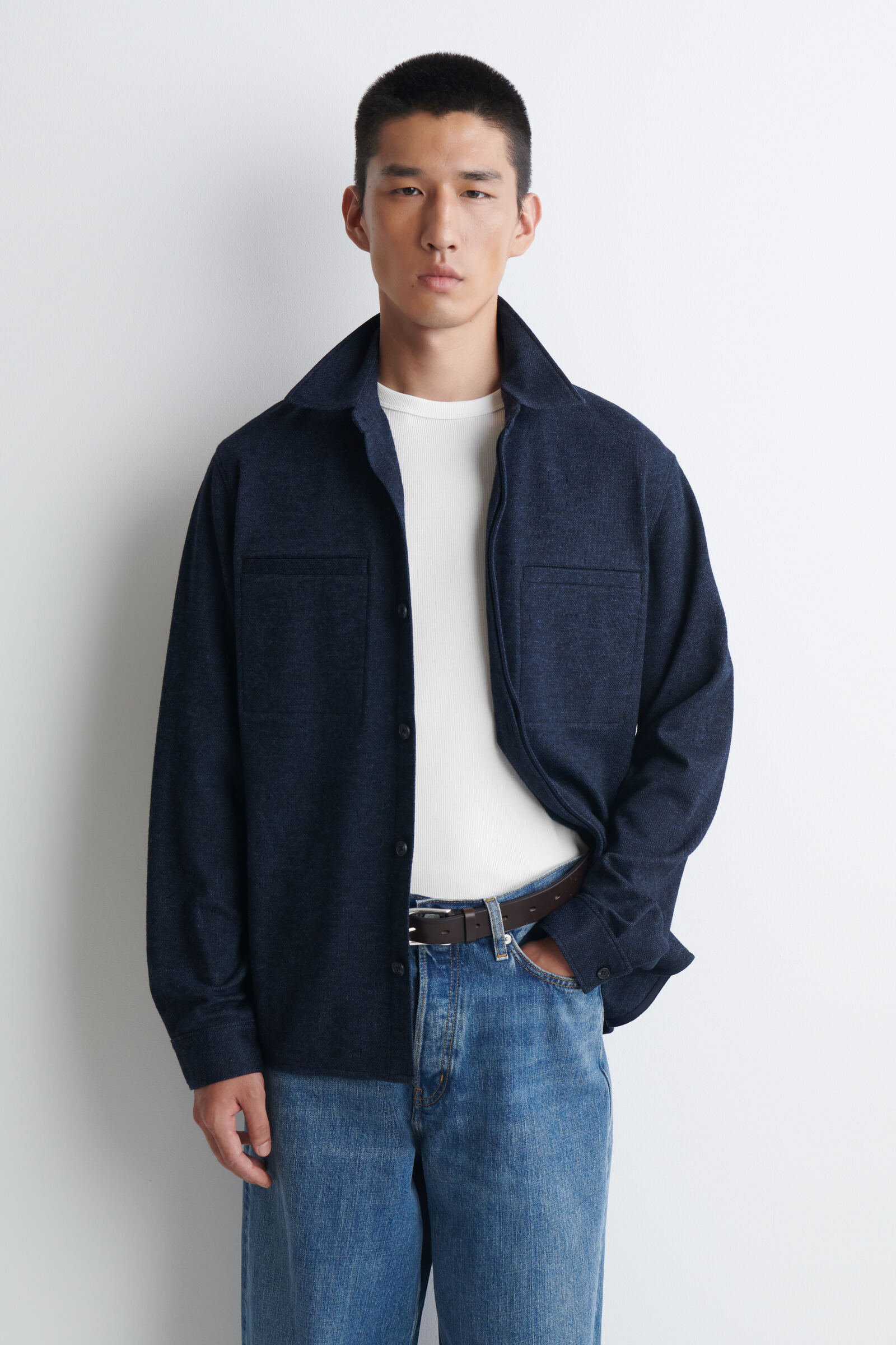 RELAXED JERSEY OVERSHIRTNAVY MÉLANGE