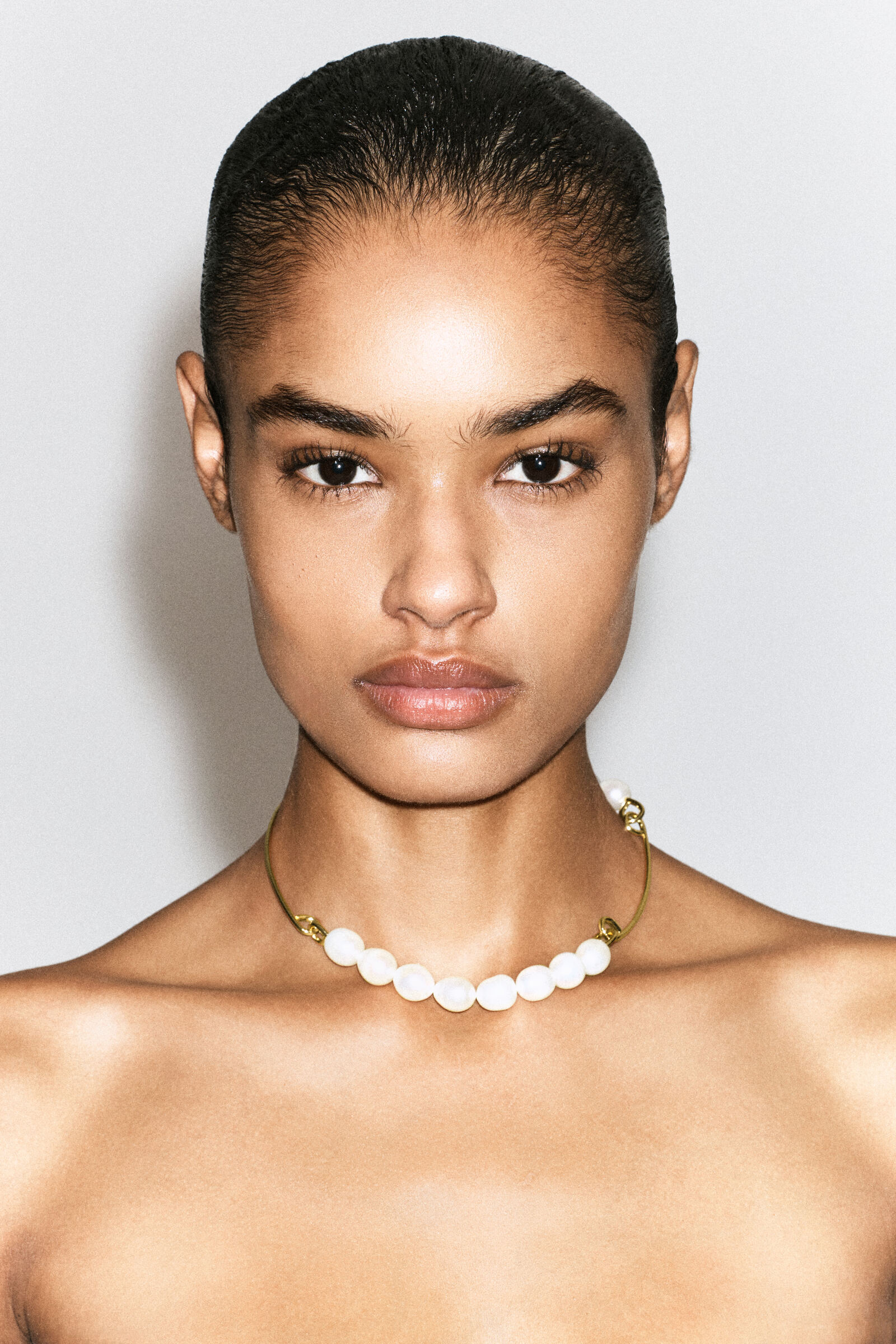 FRESHWATER PEARL CUFF NECKLACEGOLD