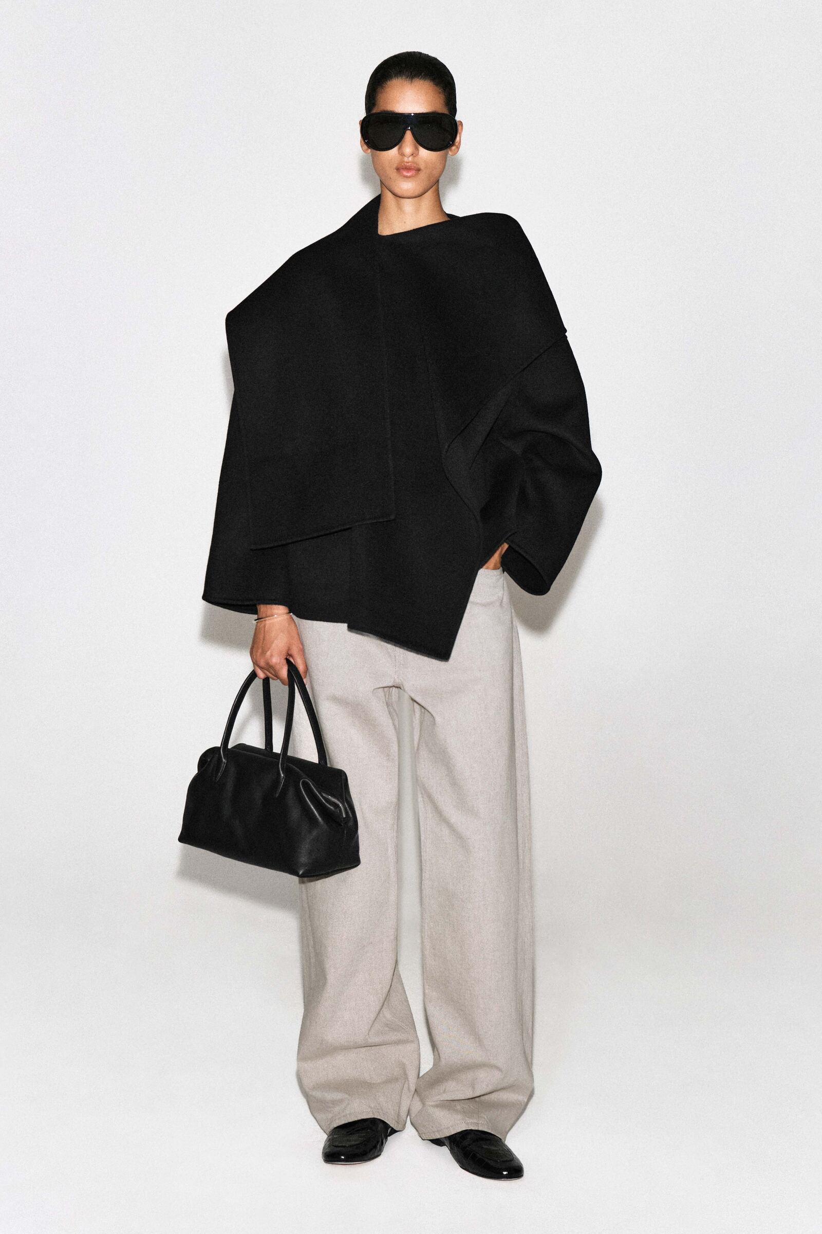 DOUBLE-FACED WOOL-BLEND SCARF JACKETBLACK
