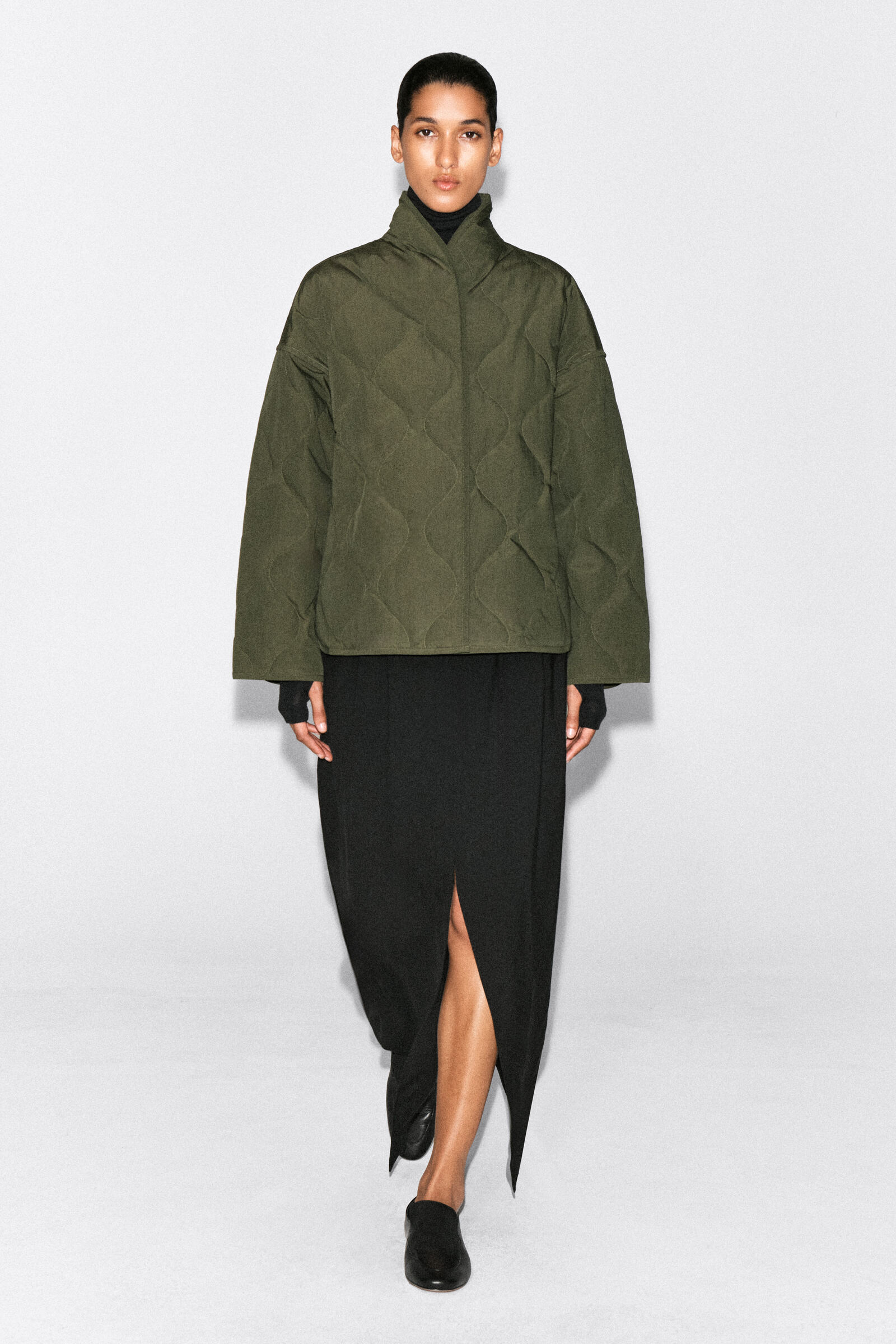 SHAWL-COLLAR QUILTED JACKETKHAKI