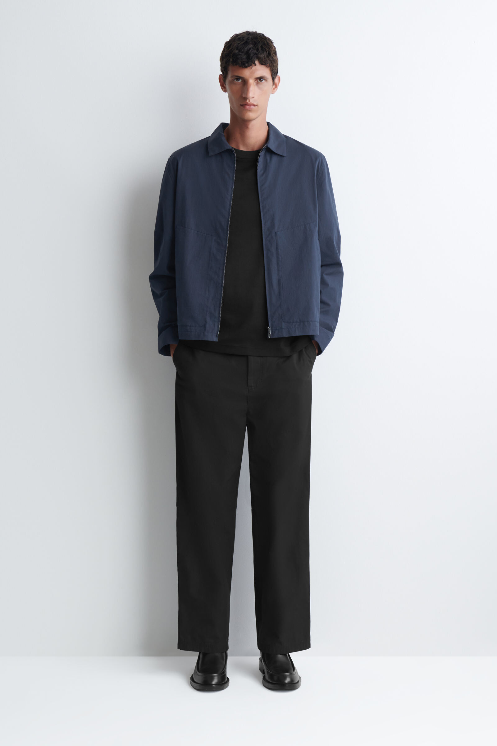 COTTON ZIP-UP OVERSHIRTNAVY