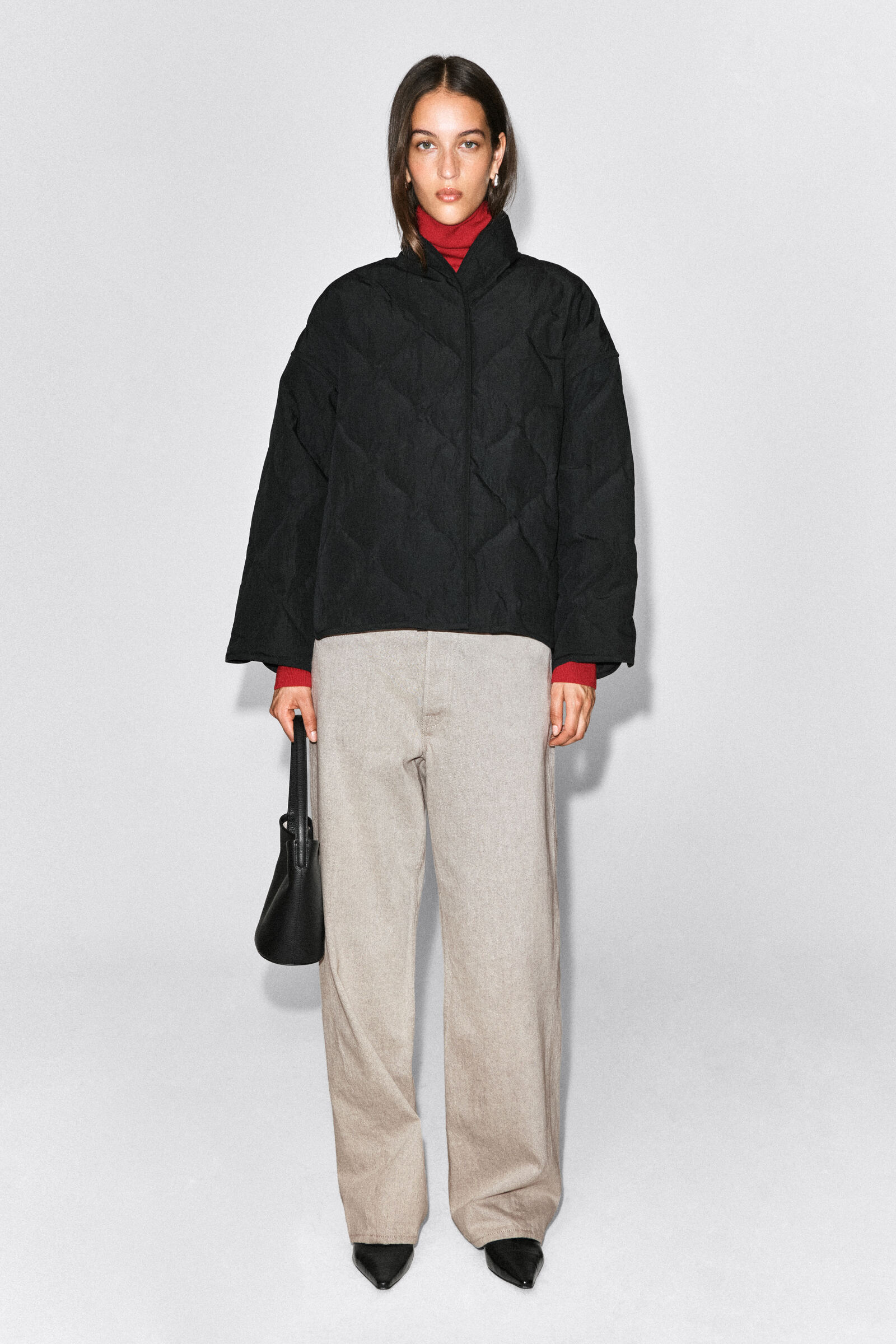 SHAWL-COLLAR QUILTED JACKETBLACK