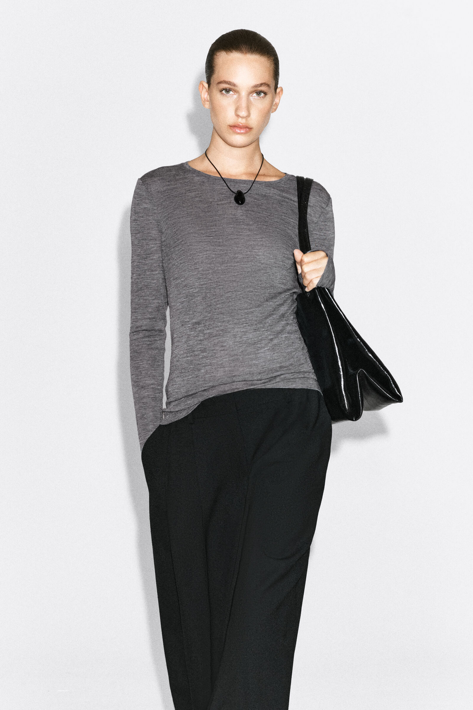 SLIM MERINO WOOL TOPGREY MÉLANGE