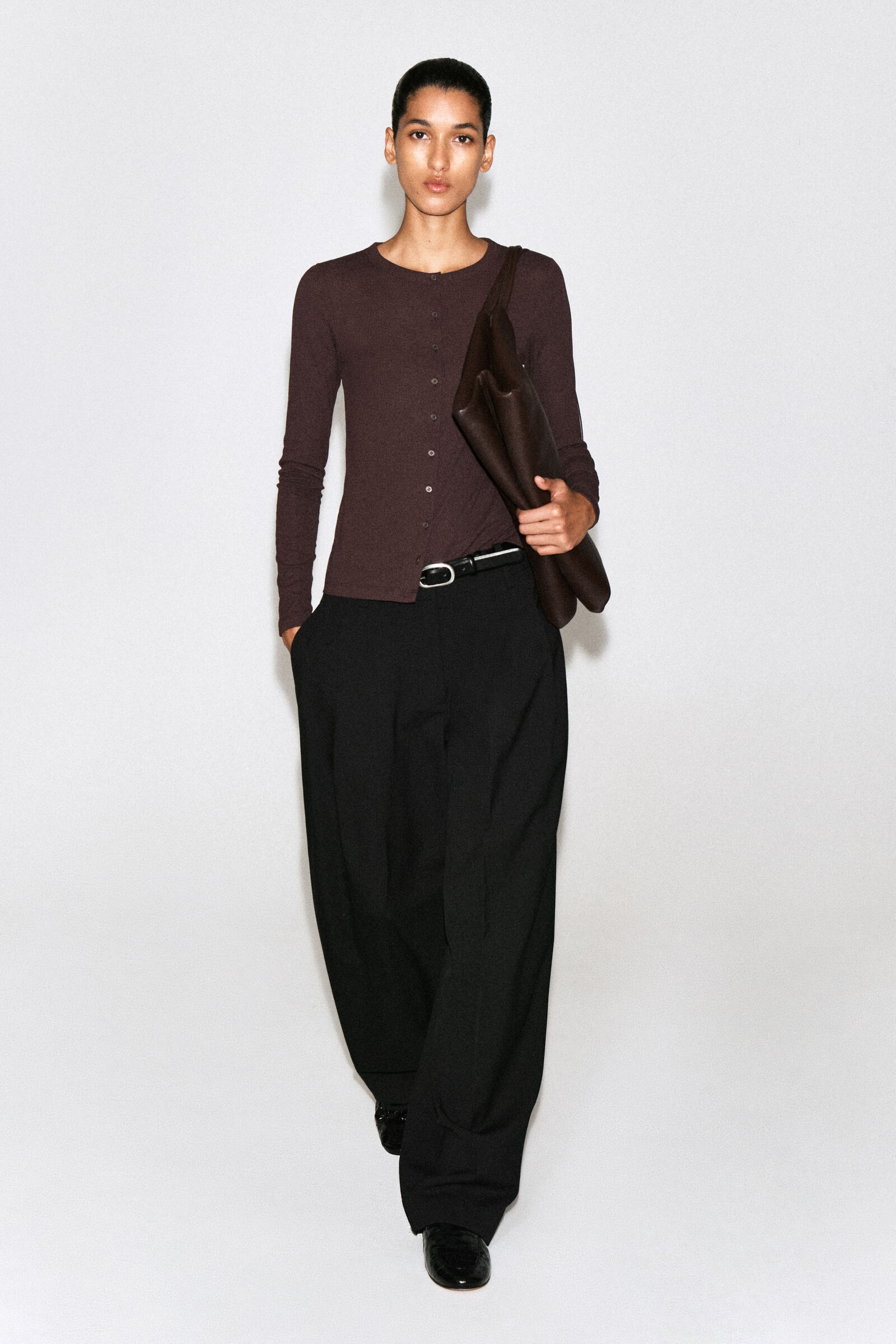 JERSEY CARDIGAN TOPBORDEAUX