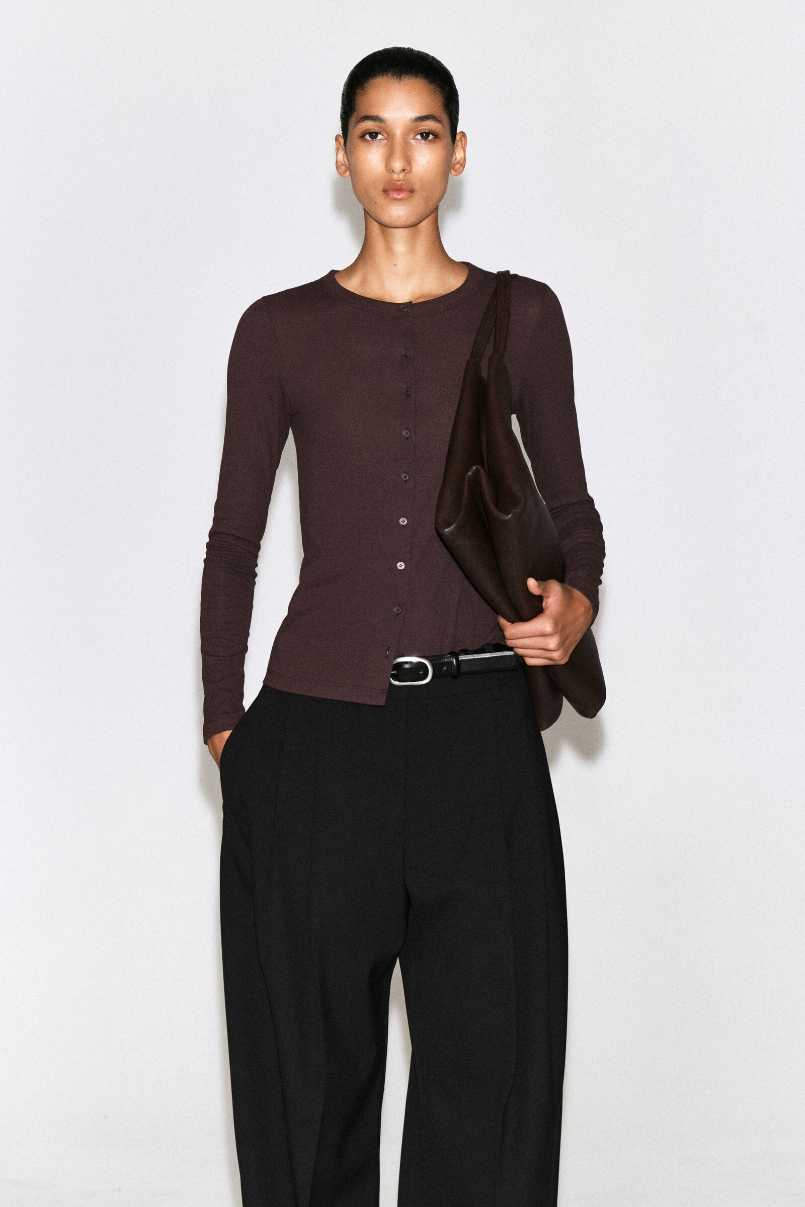 JERSEY CARDIGAN TOPBORDEAUX