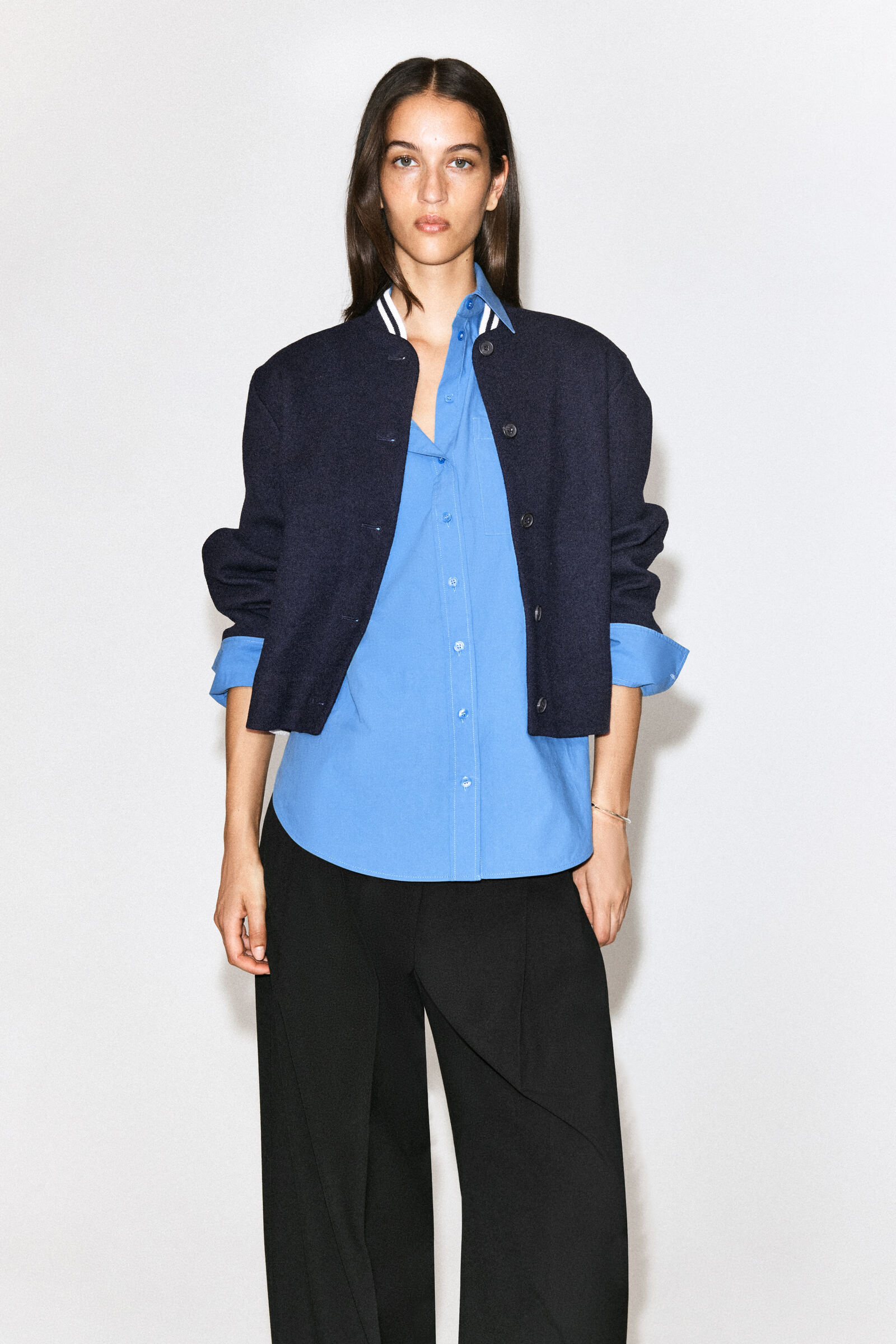 BOILED WOOL-BLEND BOMBER JACKETNAVY