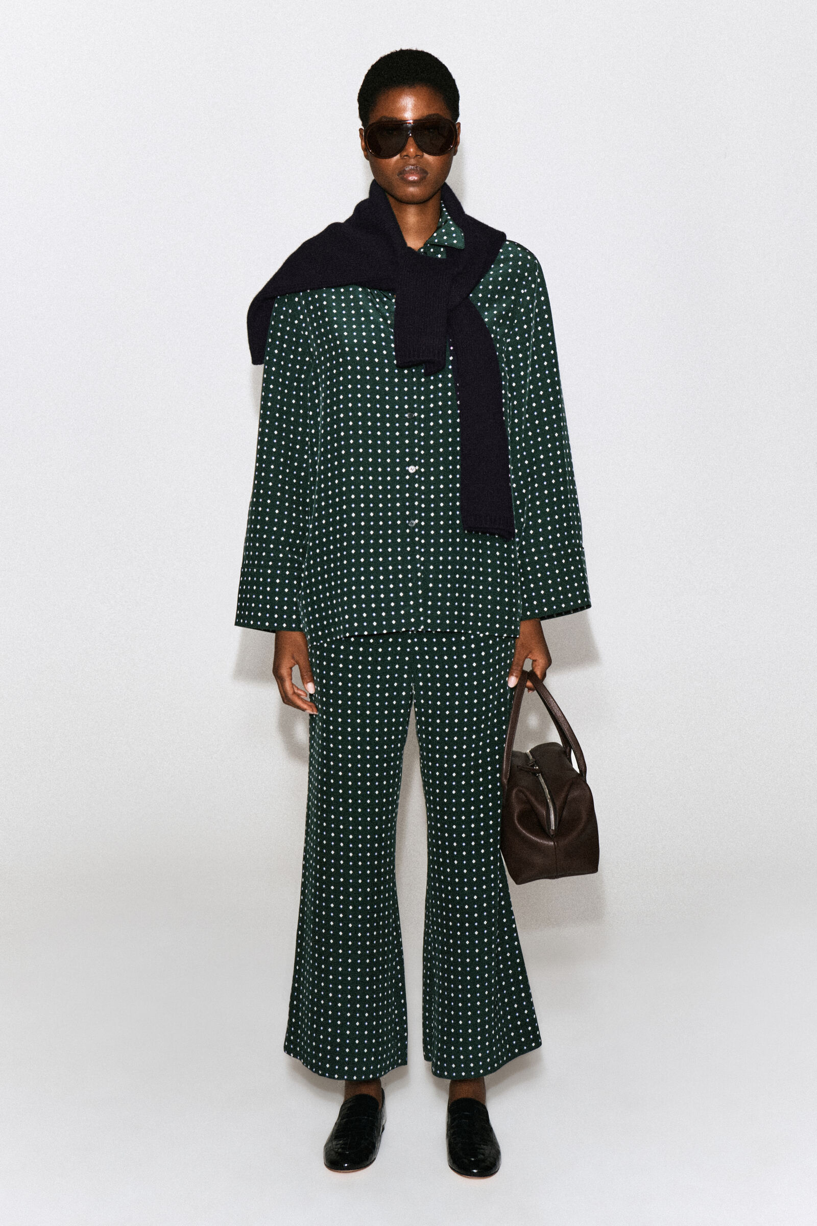 GEOMETRIC-PRINT SHIRTGREEN / PRINTED