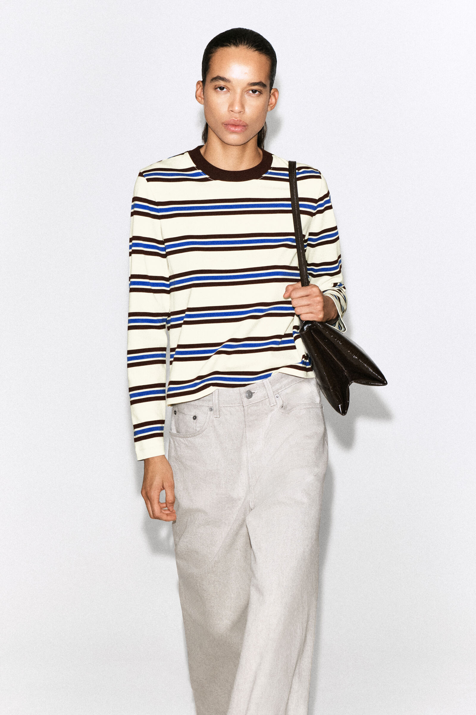 CLEAN CUT LONG-SLEEVED T-SHIRTIVORY / STRIPED