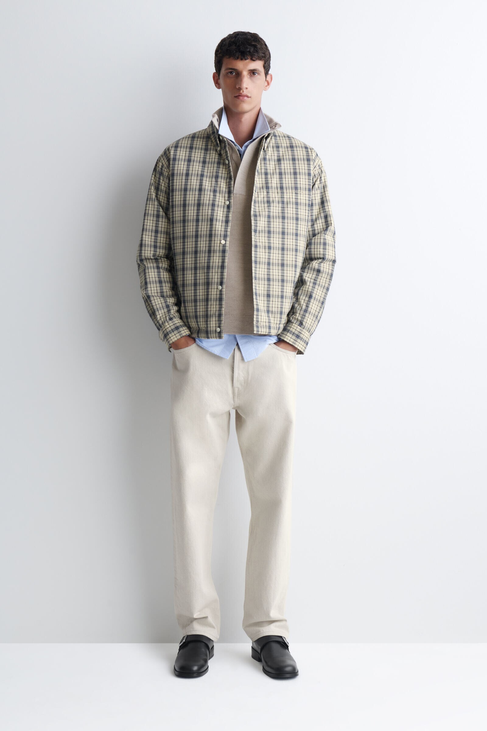 PADDED CHECKED COTTON OVERSHIRTBEIGE / NAVY / CHECKED