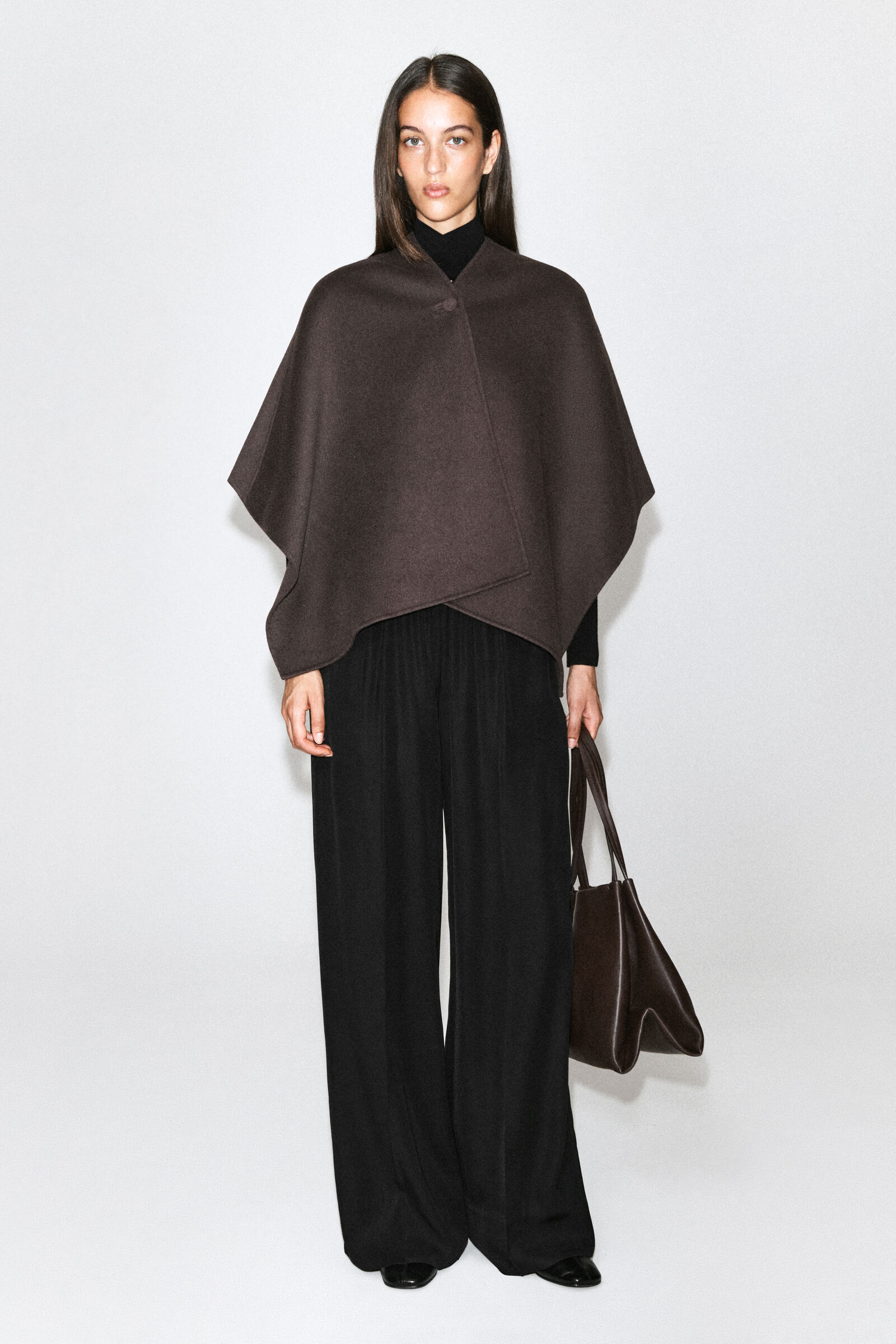 DOUBLE-FACED WOOL-BLEND CAPEBROWN
