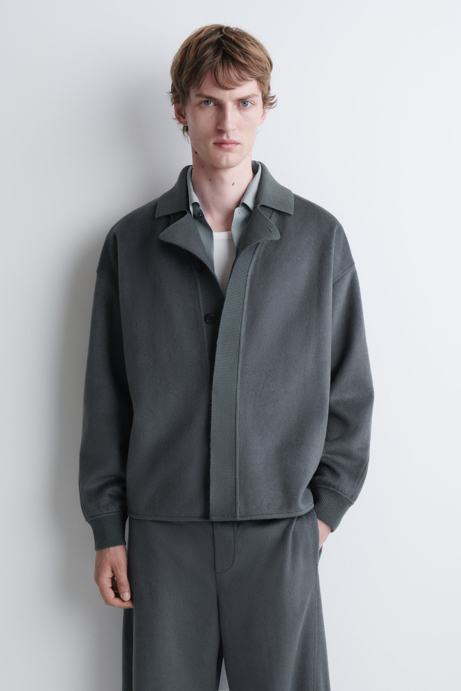 OVERSIZED BRUSHED JERSEY SHIRTSTEEL GREY