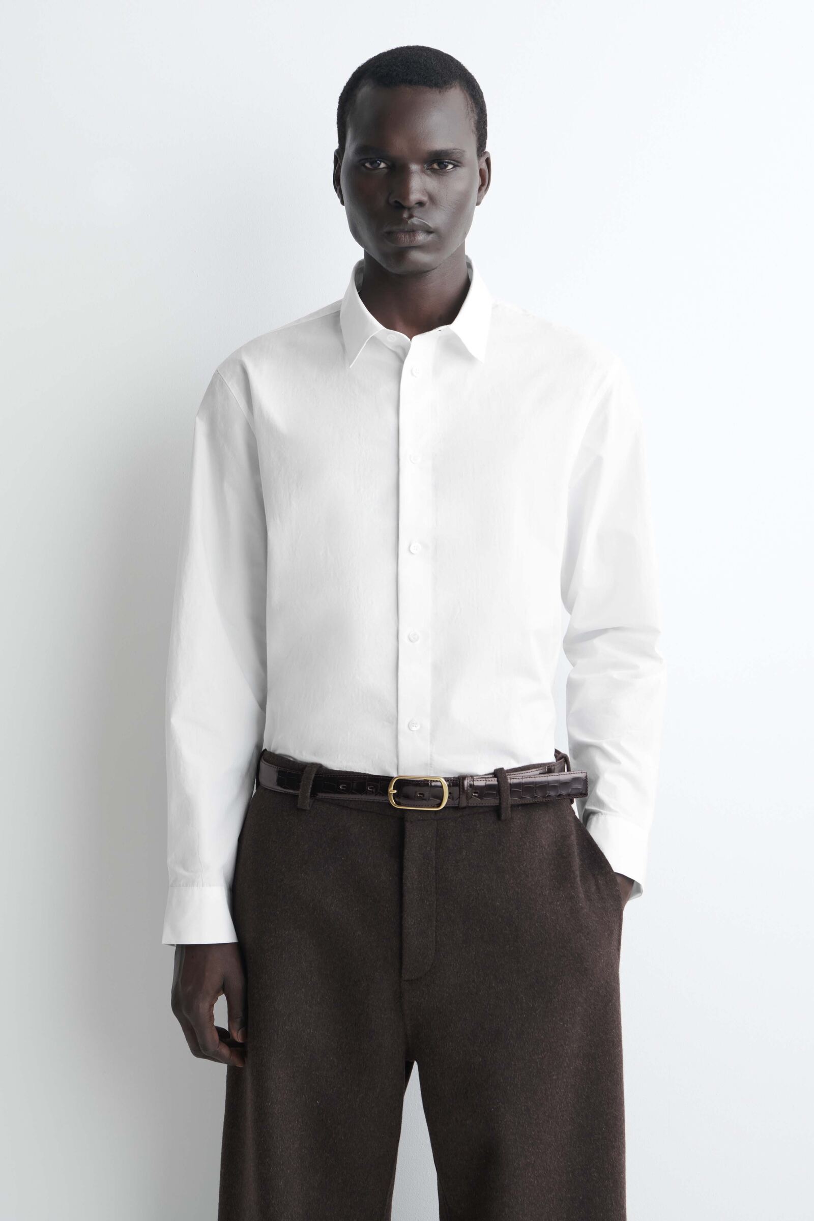 RELAXED PIMA COTTON-POPLIN SHIRTWHITE