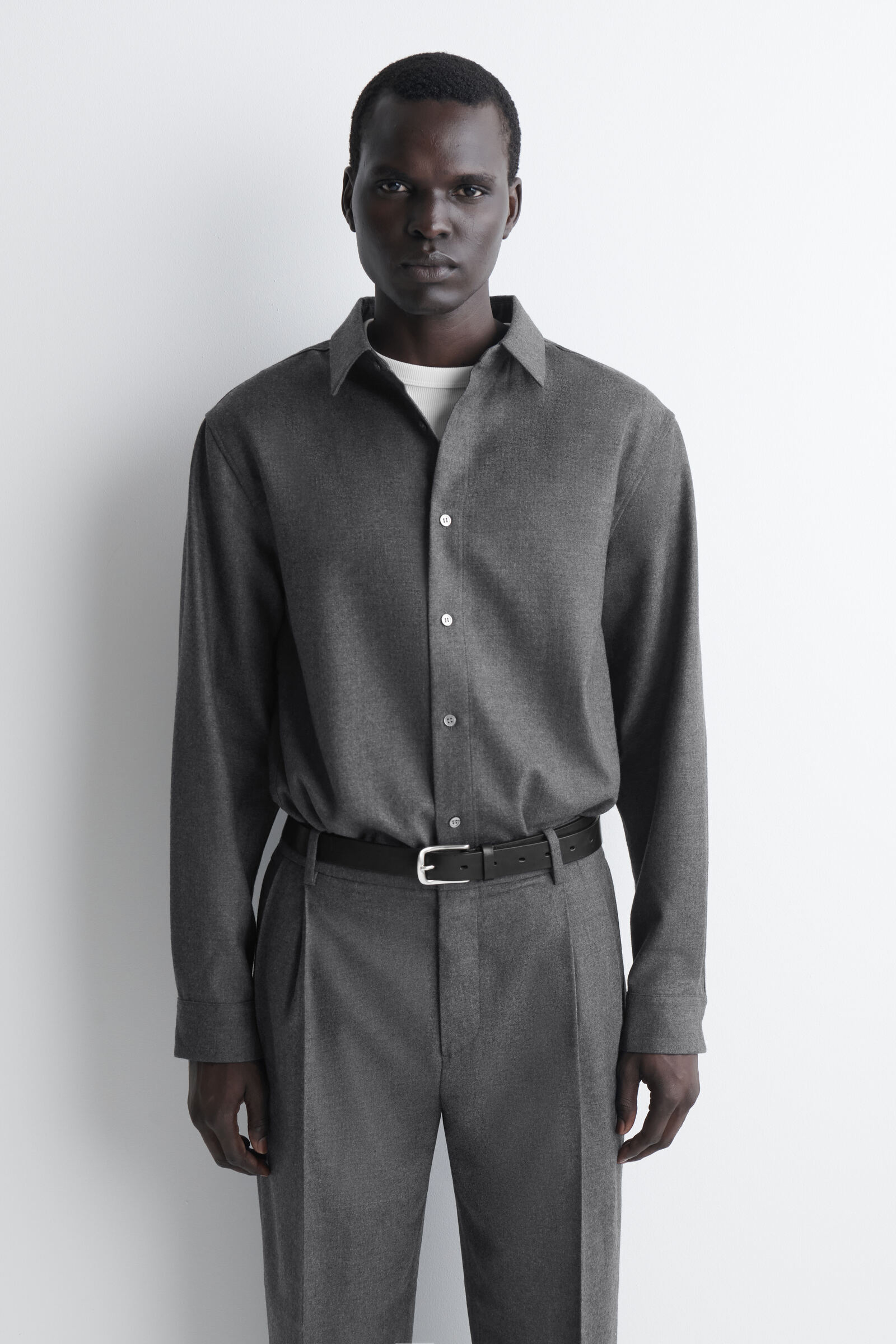 RELAXED WOOL-FLANNEL SHIRTDARK-GREY MÉLANGE