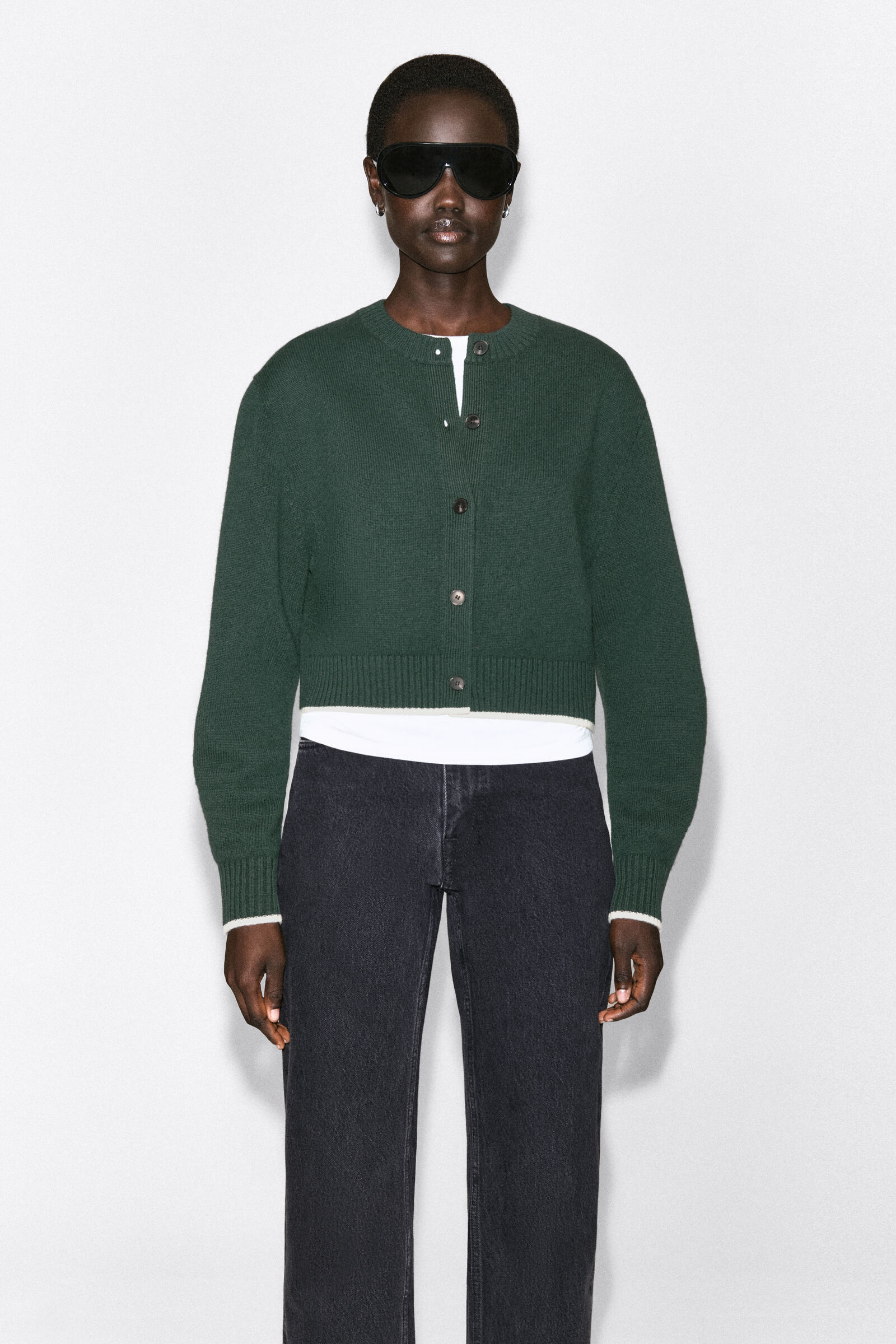 MERINO WOOL CARDIGANDARK GREEN