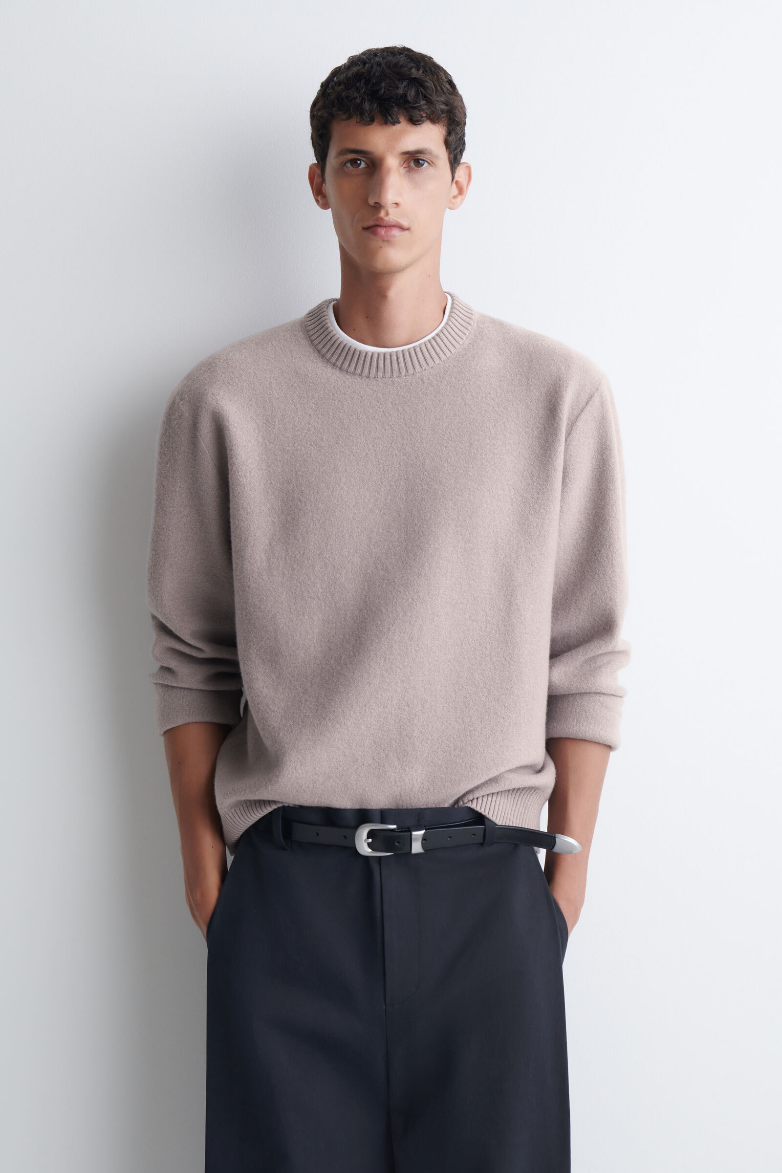 BOILED MERINO WOOL CREW-NECK JUMPERMAUVE