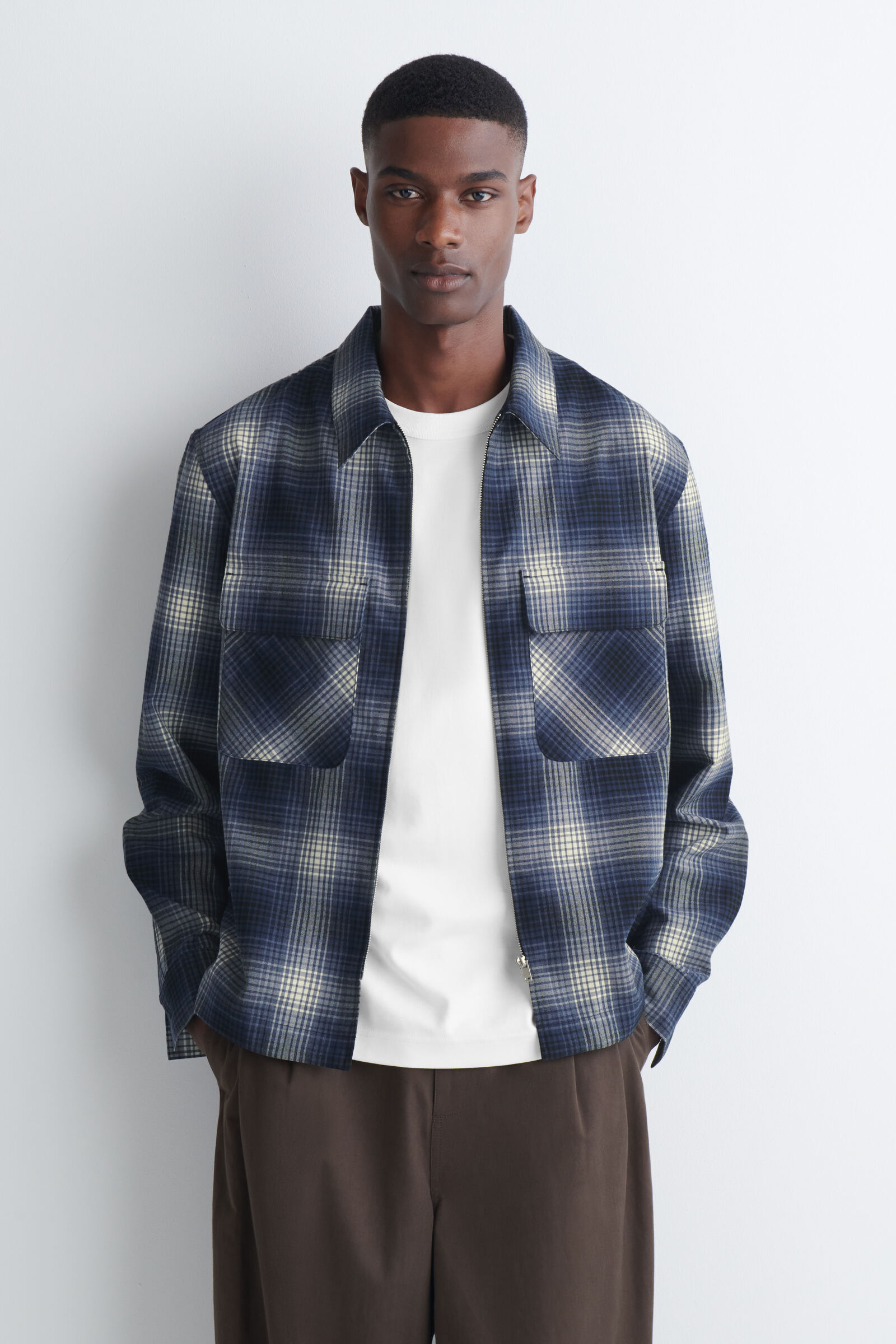 CHECKED ZIP-UP SHIRTBLUE / CHECKED