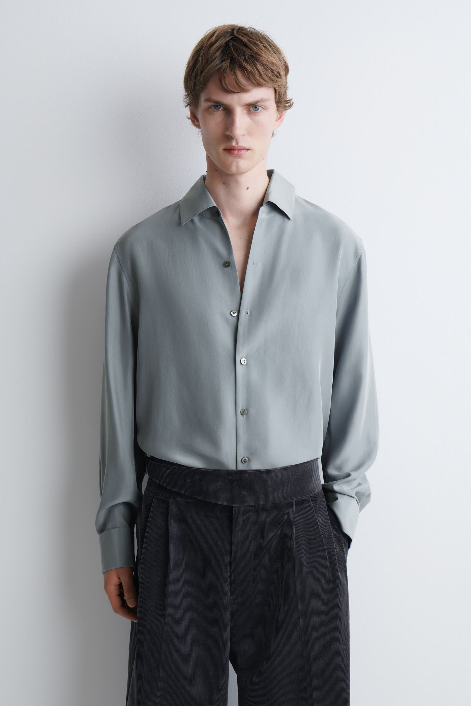 RELAXED SILK SHIRTDOVE GREY