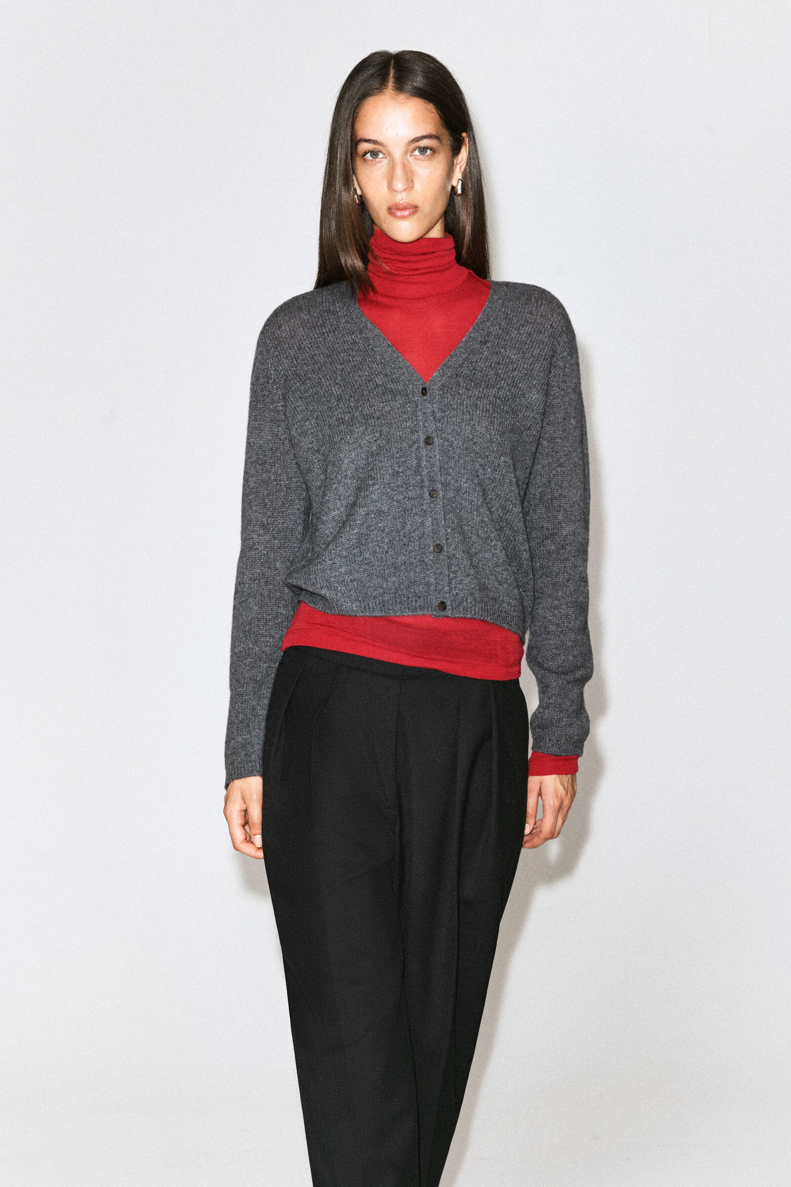 CASHMERE V-NECK CARDIGANGREY