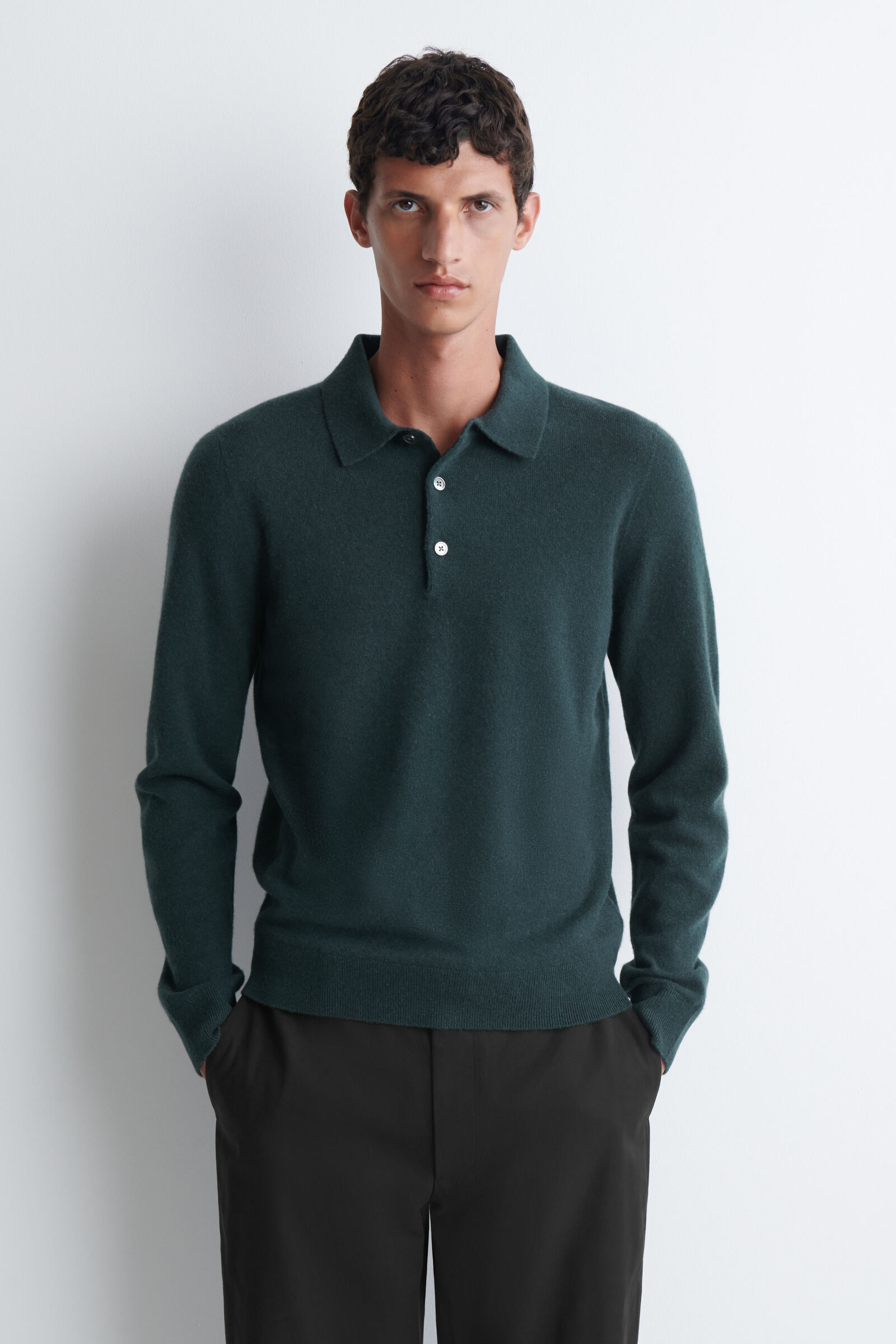 PURE CASHMERE POLO JUMPERCHARCOAL
