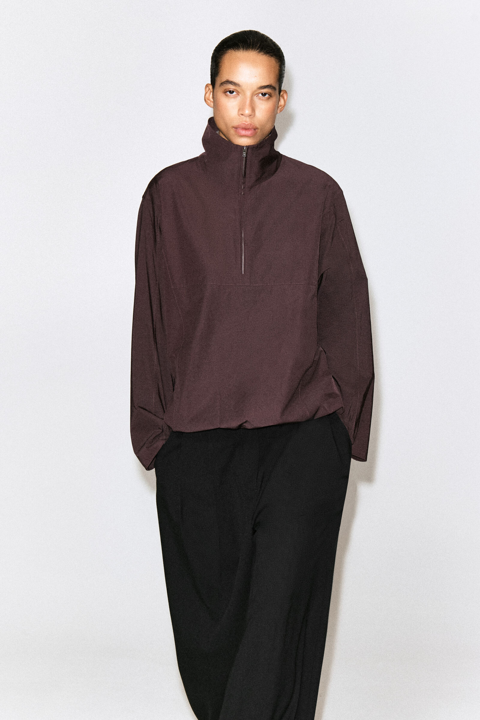 ZIP-UP BLOUSON SHIRTBURGUNDY