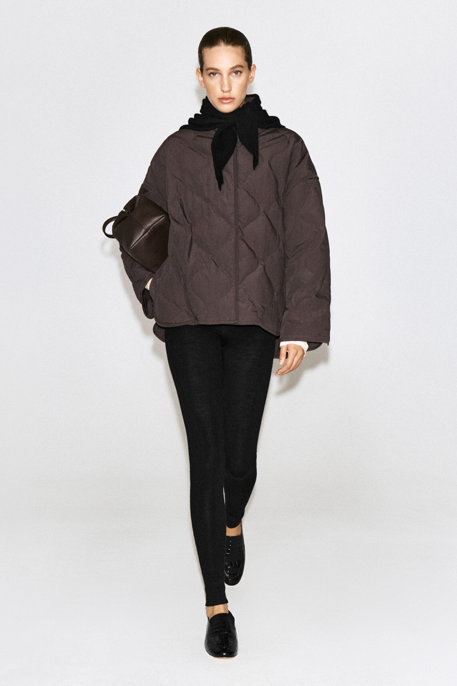 SHAWL-COLLAR QUILTED JACKETBROWN