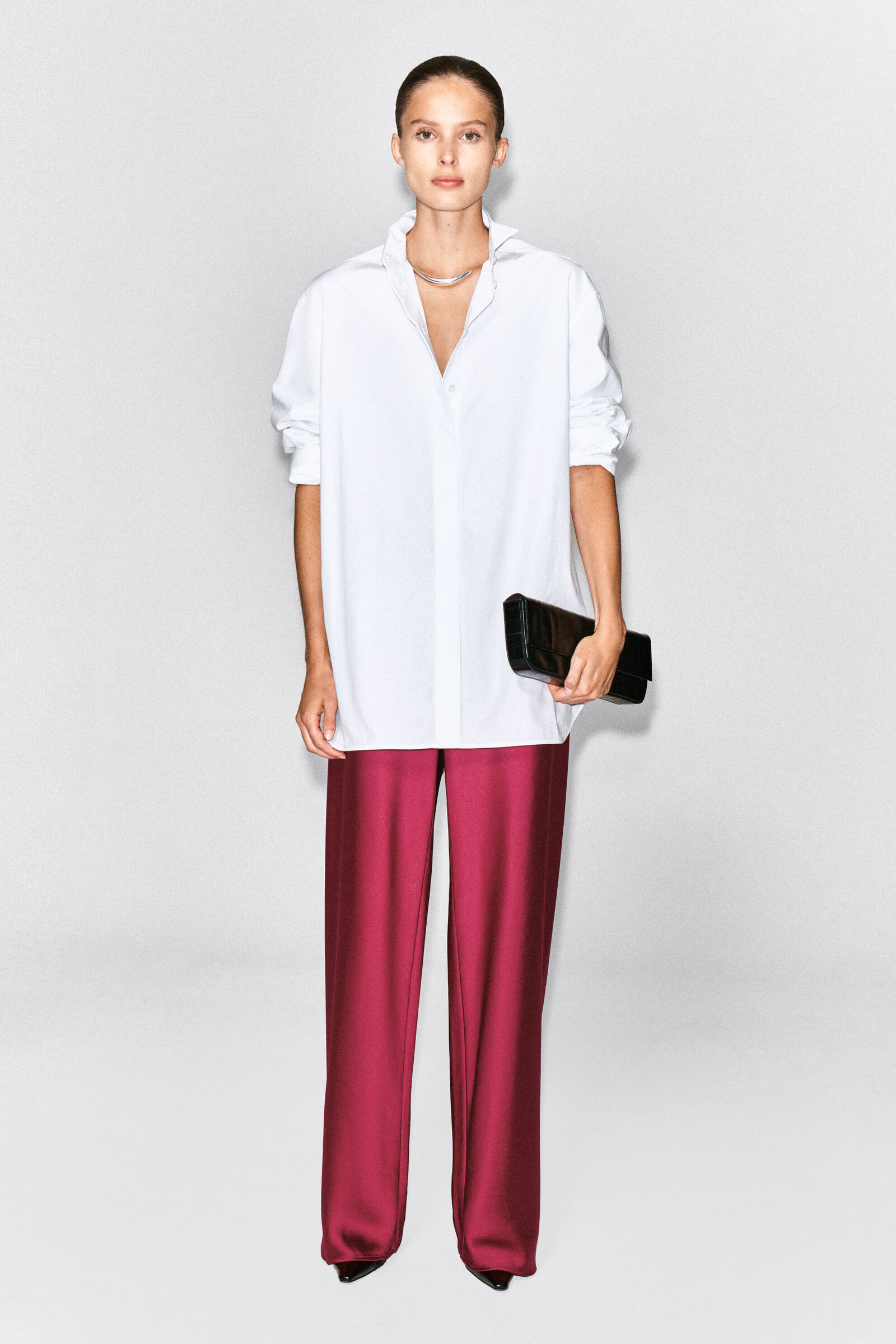 SATIN WIDE-LEG TROUSERSFUSCHIA