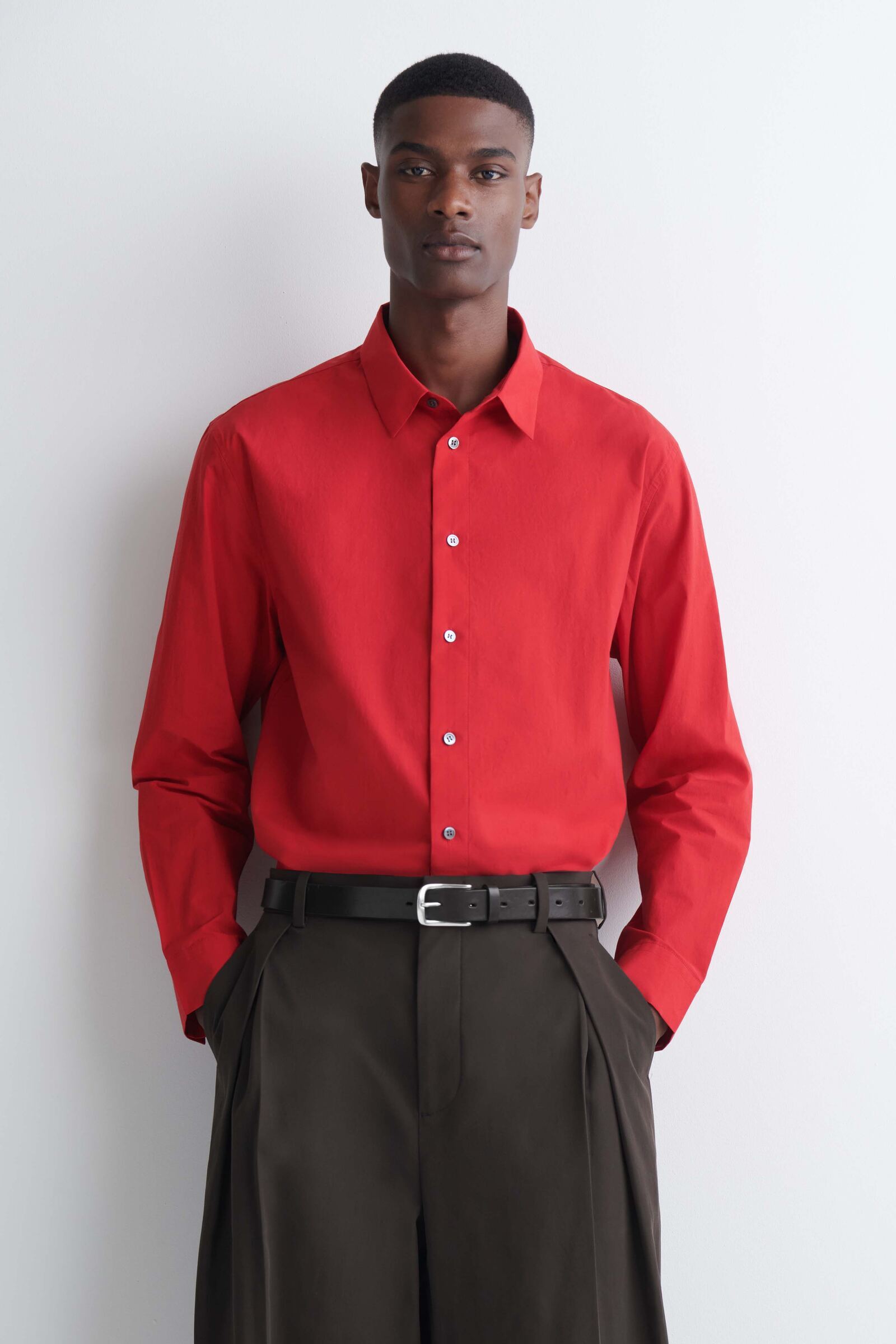 RELAXED PIMA COTTON-POPLIN SHIRTRED