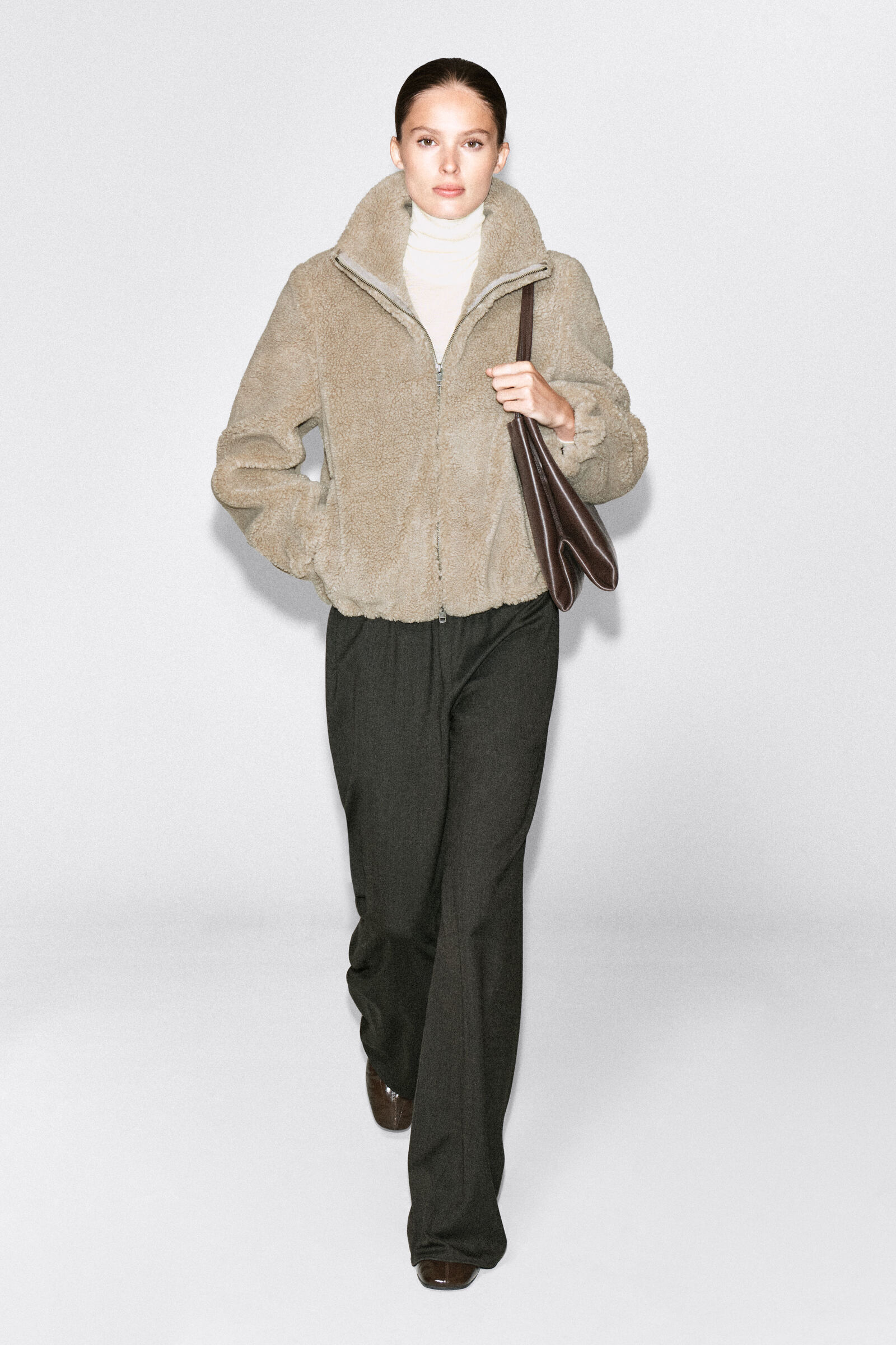 FUNNEL-NECK TEDDY JACKETOAT