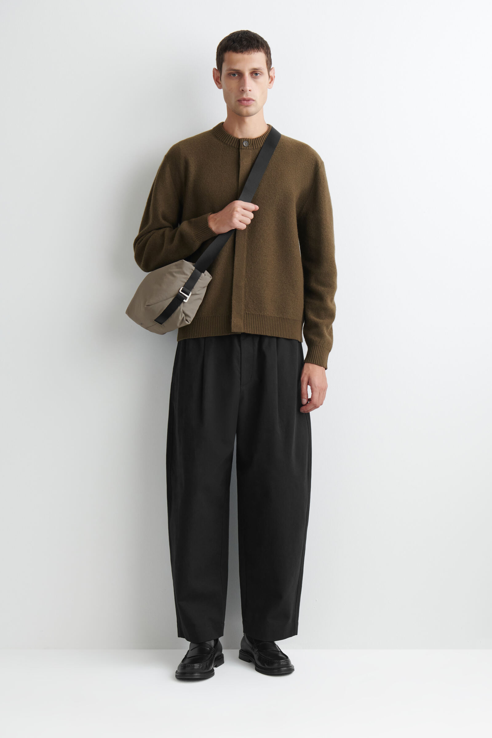 WEBBING-DETAIL CROSSBODY BAG - NYLONBEIGE