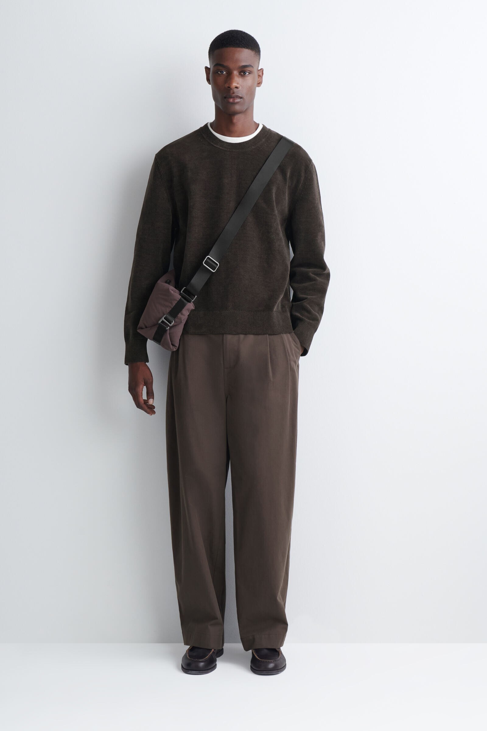 WEBBING-DETAIL CROSSBODY BAG - NYLONBROWN