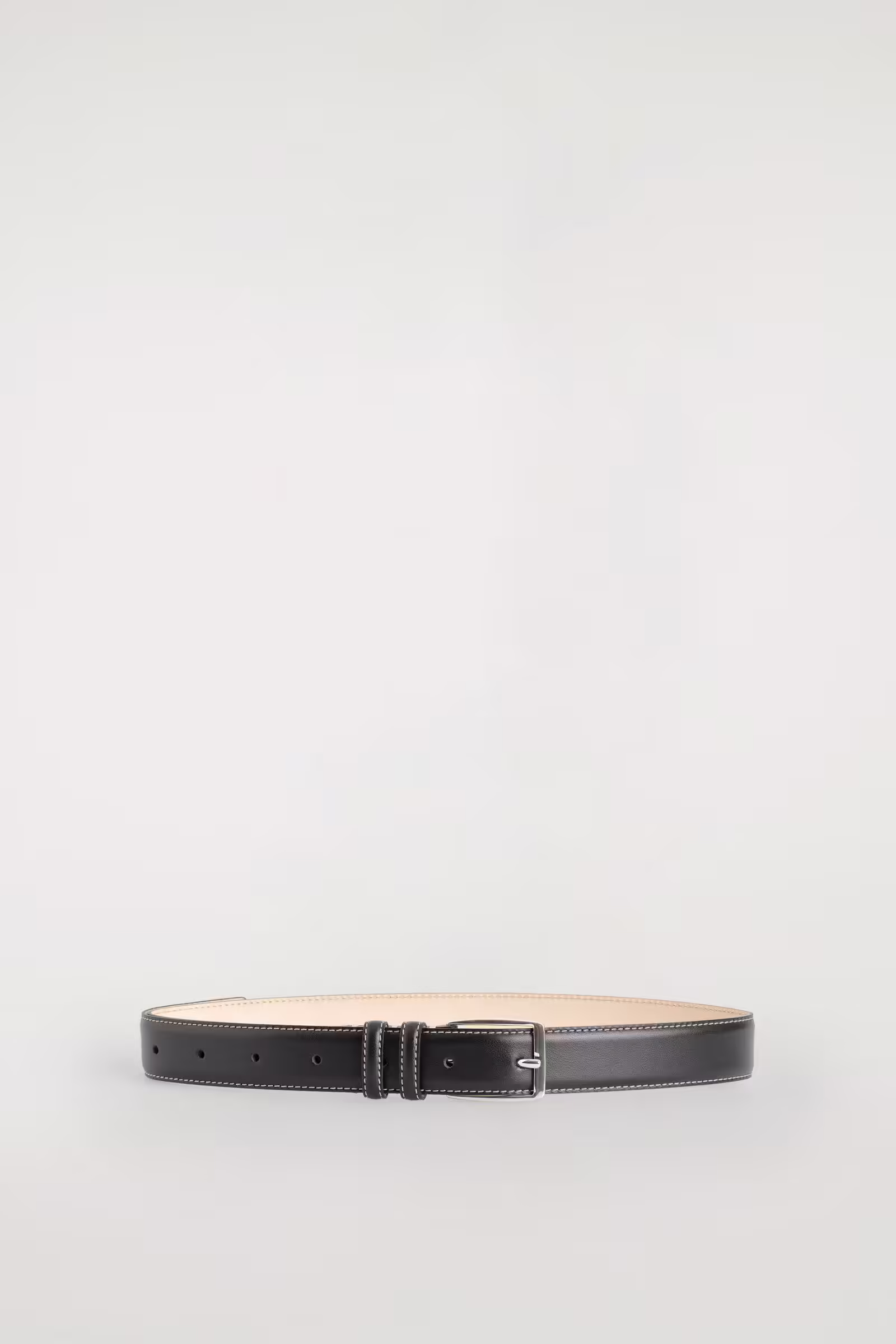 TOPSTITCHED LEATHER BELTBLACK