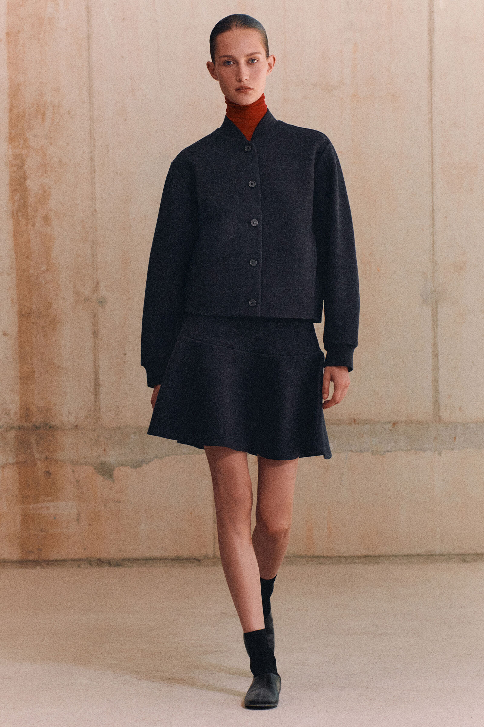 BOILED WOOL-BLEND MINI SKIRTCHARCOAL MÉLANGE