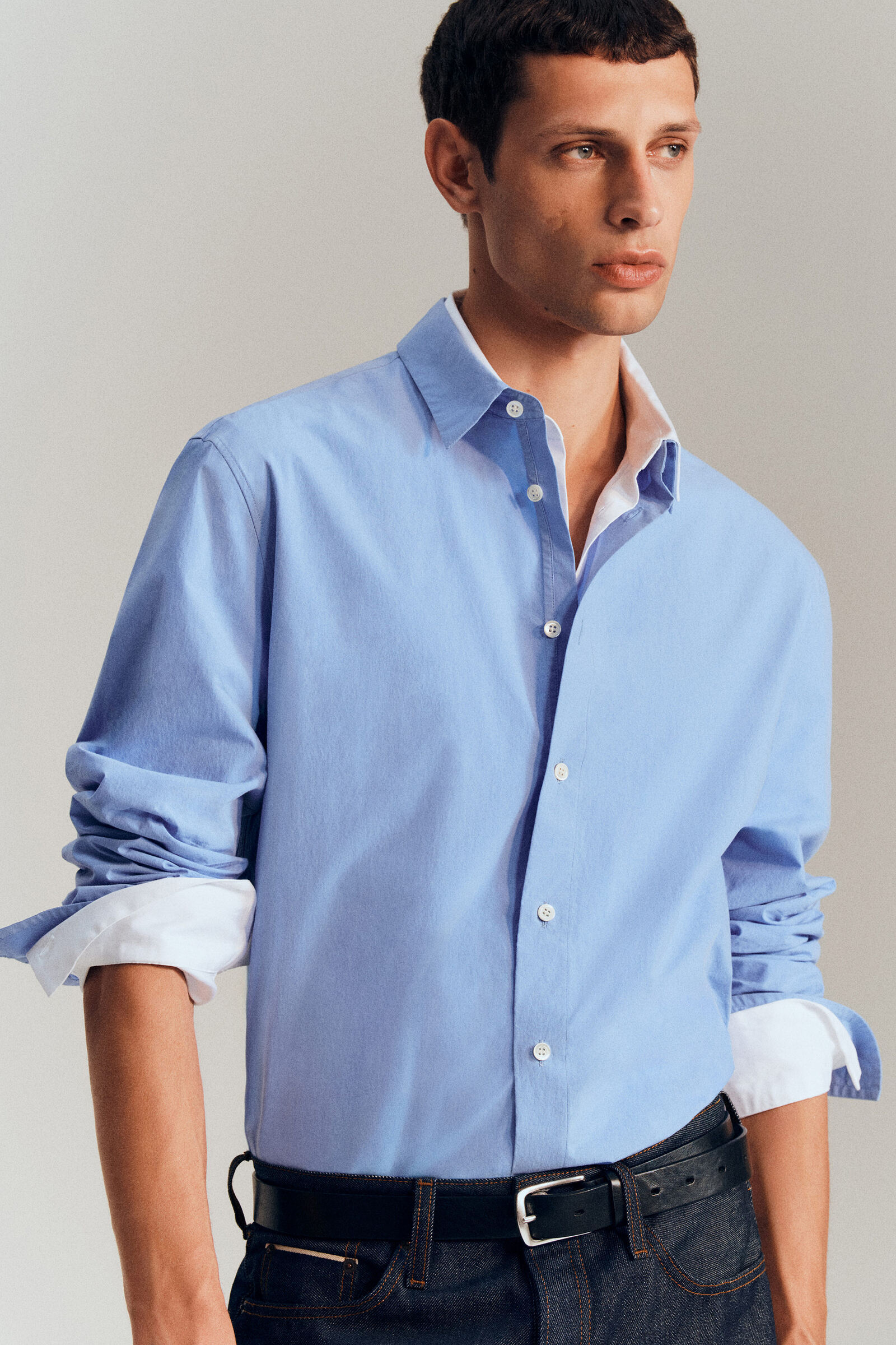 RELAXED PIMA COTTON-POPLIN SHIRTBLUE