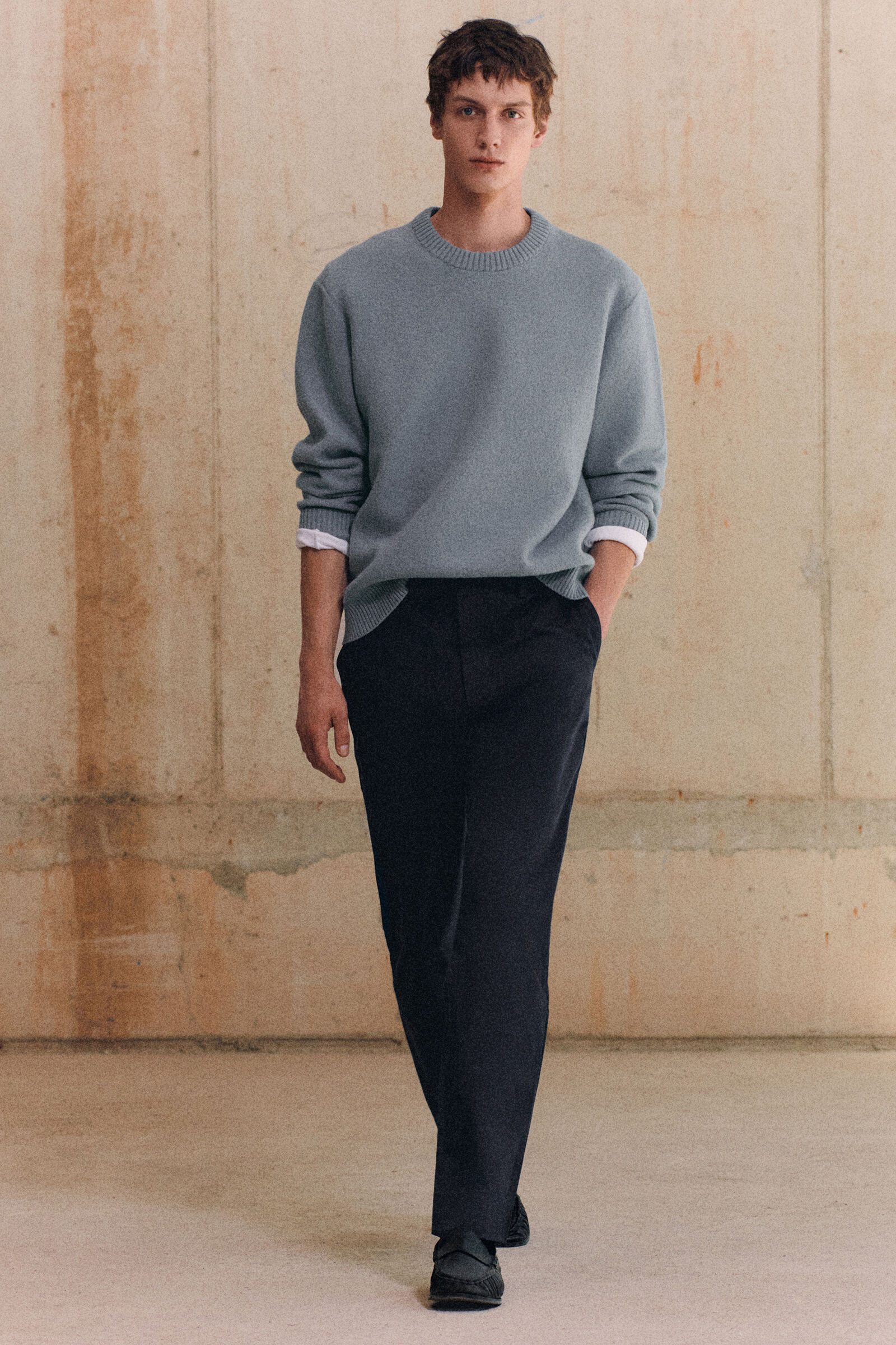 BOILED MERINO WOOL CREW-NECK JUMPERBLUE