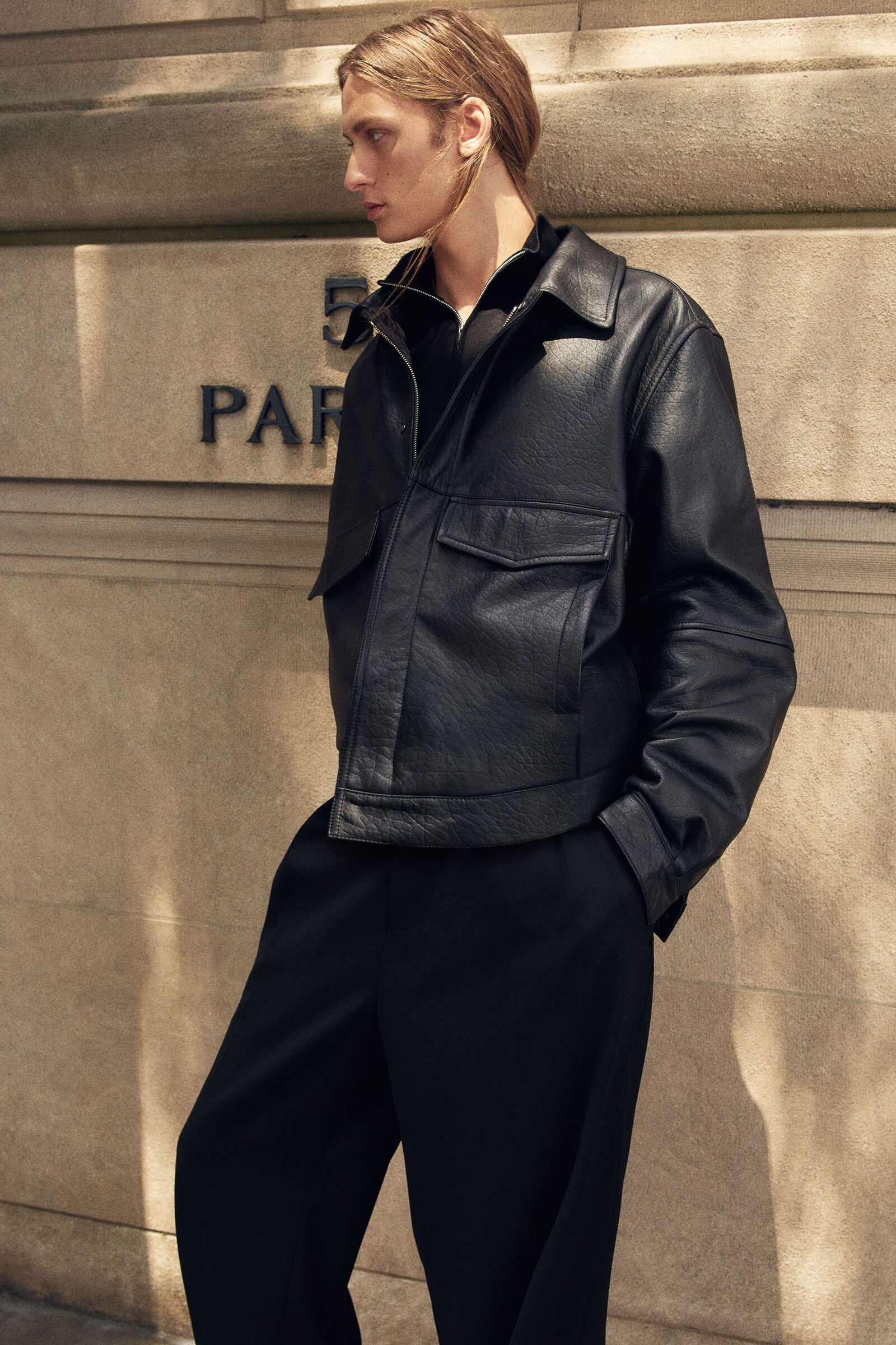 LEATHER FLIGHT JACKETBLACK
