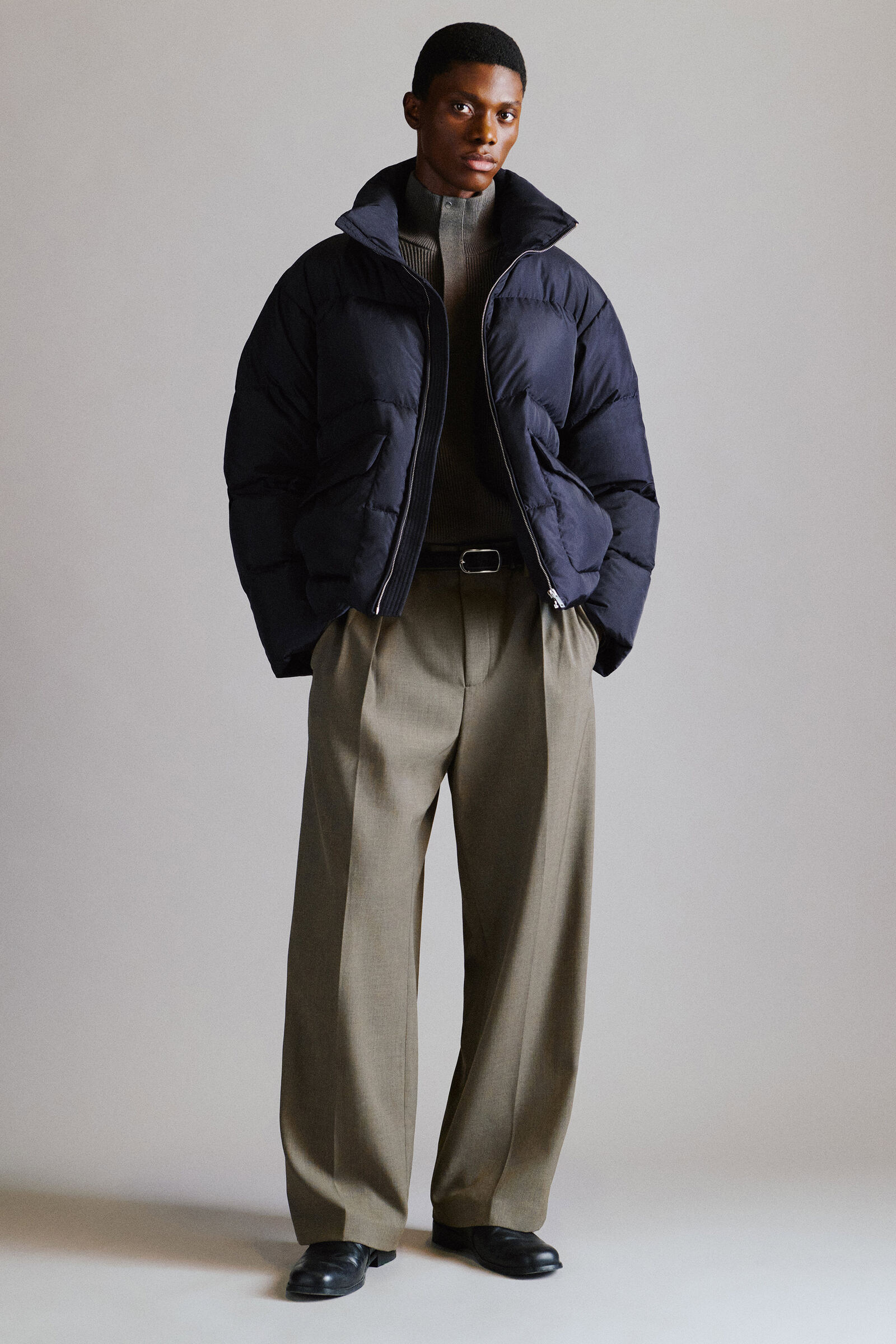 FUNNEL-NECK NYLON DOWN PUFFER JACKETNAVY