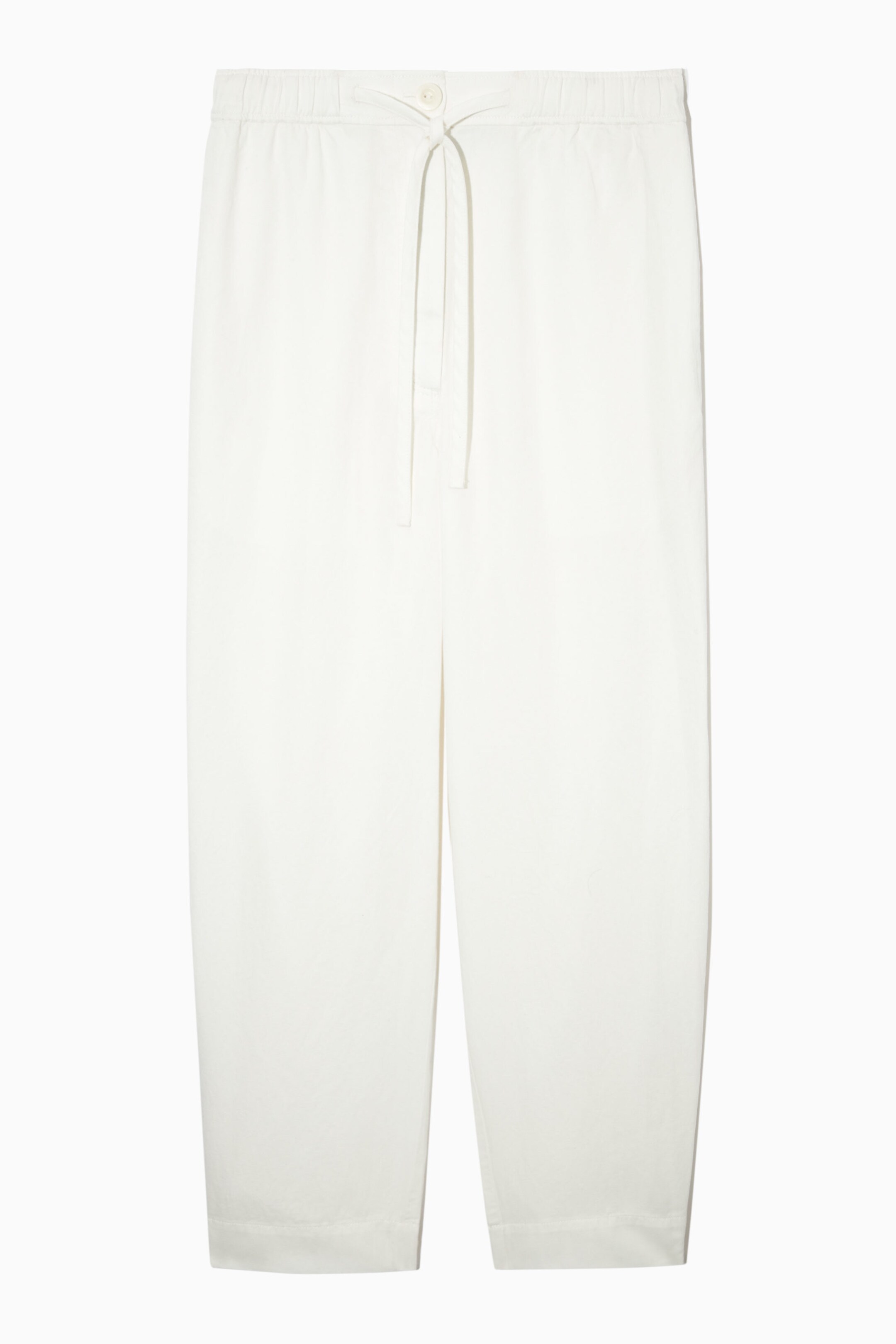 BARREL-LEG DRAWSTRING PANTS - WHITE